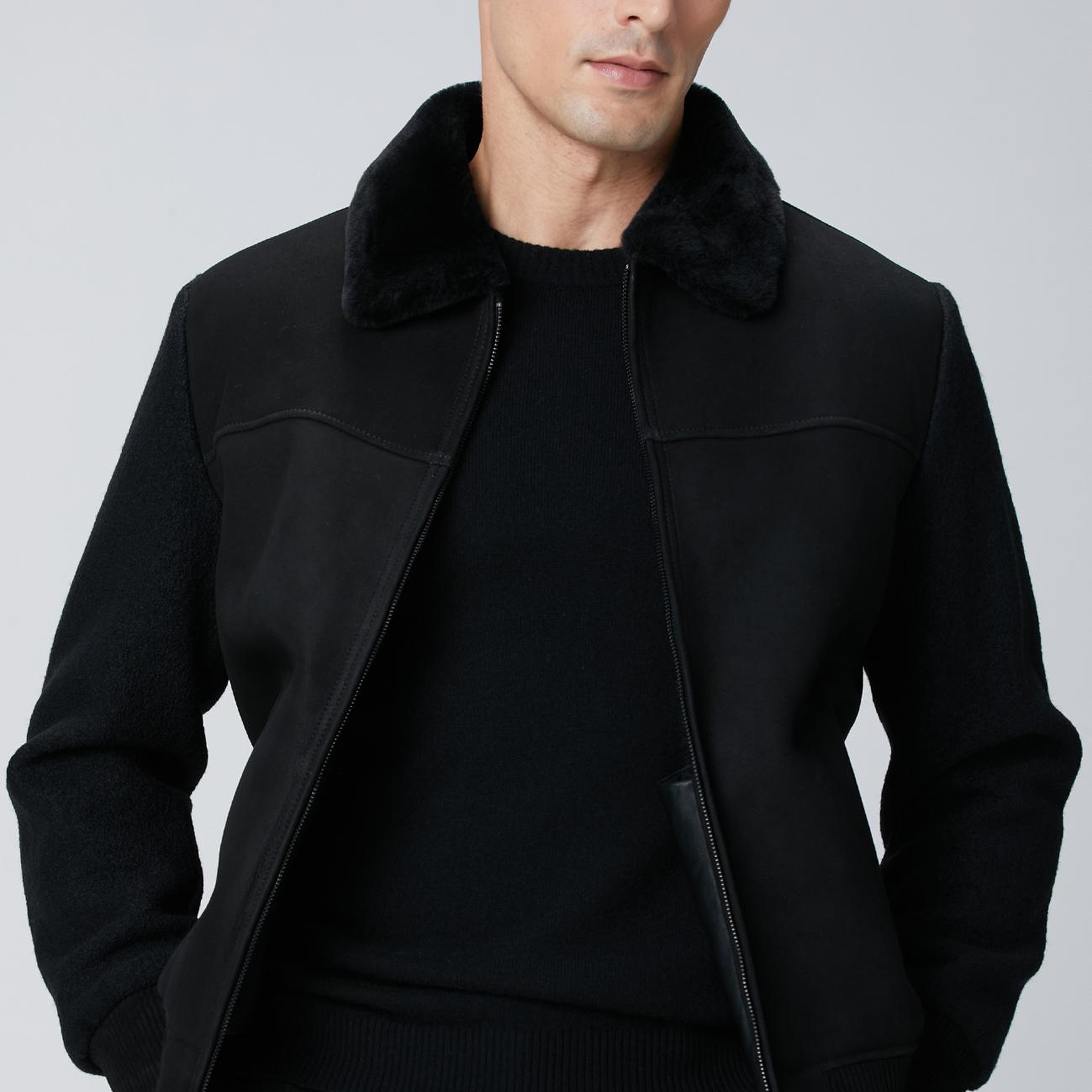 Network Erkek Siyah Deri Mont