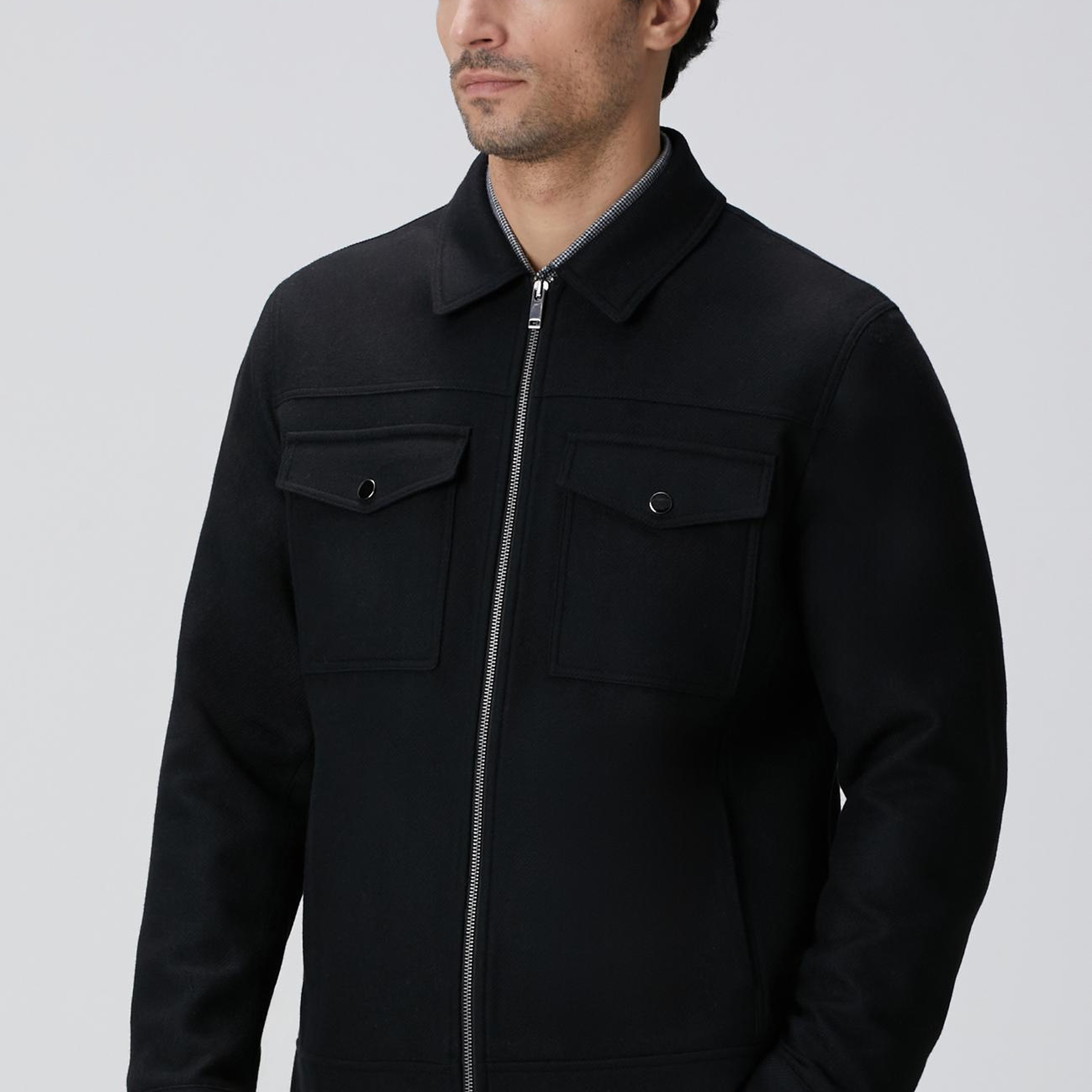 Network Erkek Siyah Yün Karışımlı Mont