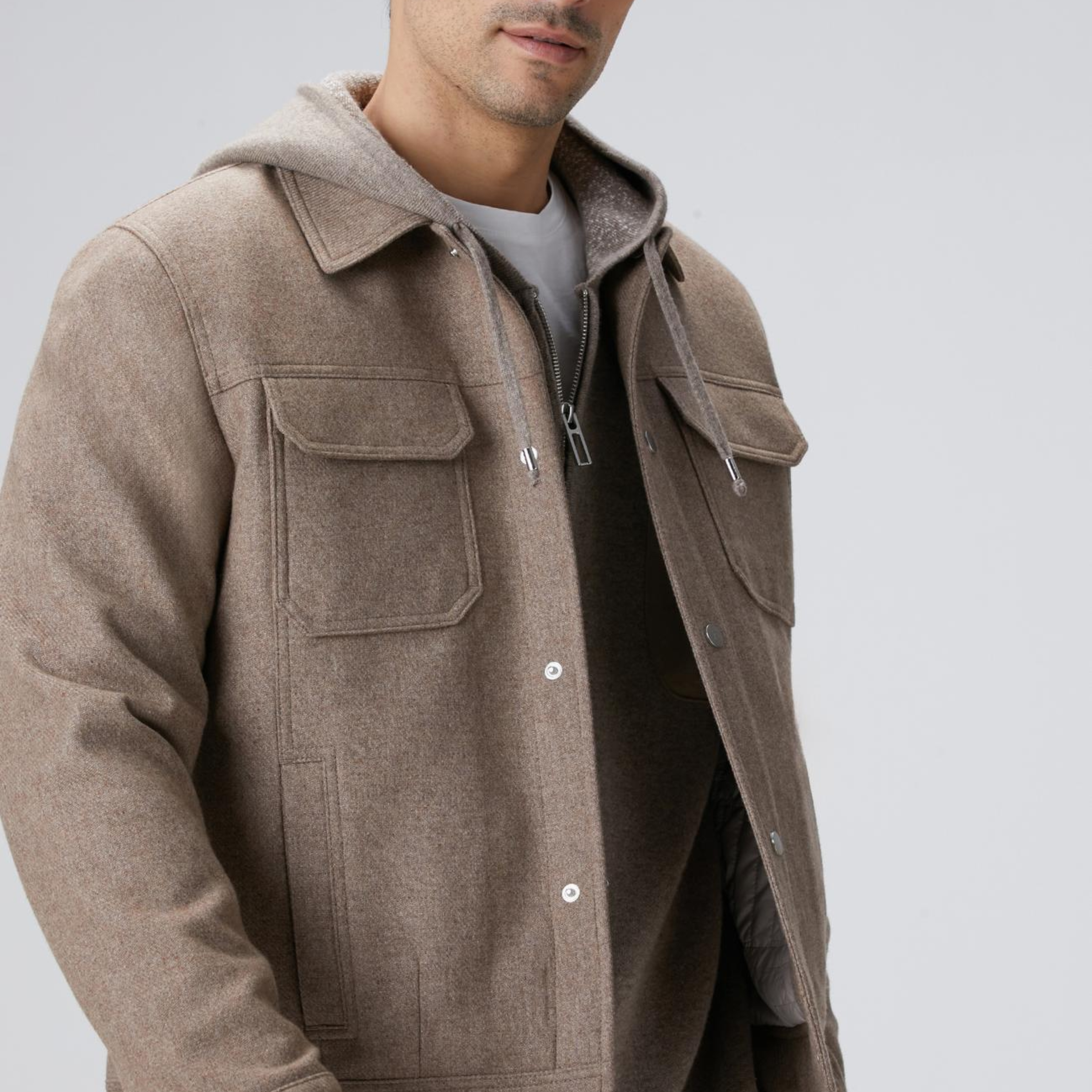 Network Erkek Bej Yün Karışımlı Mont