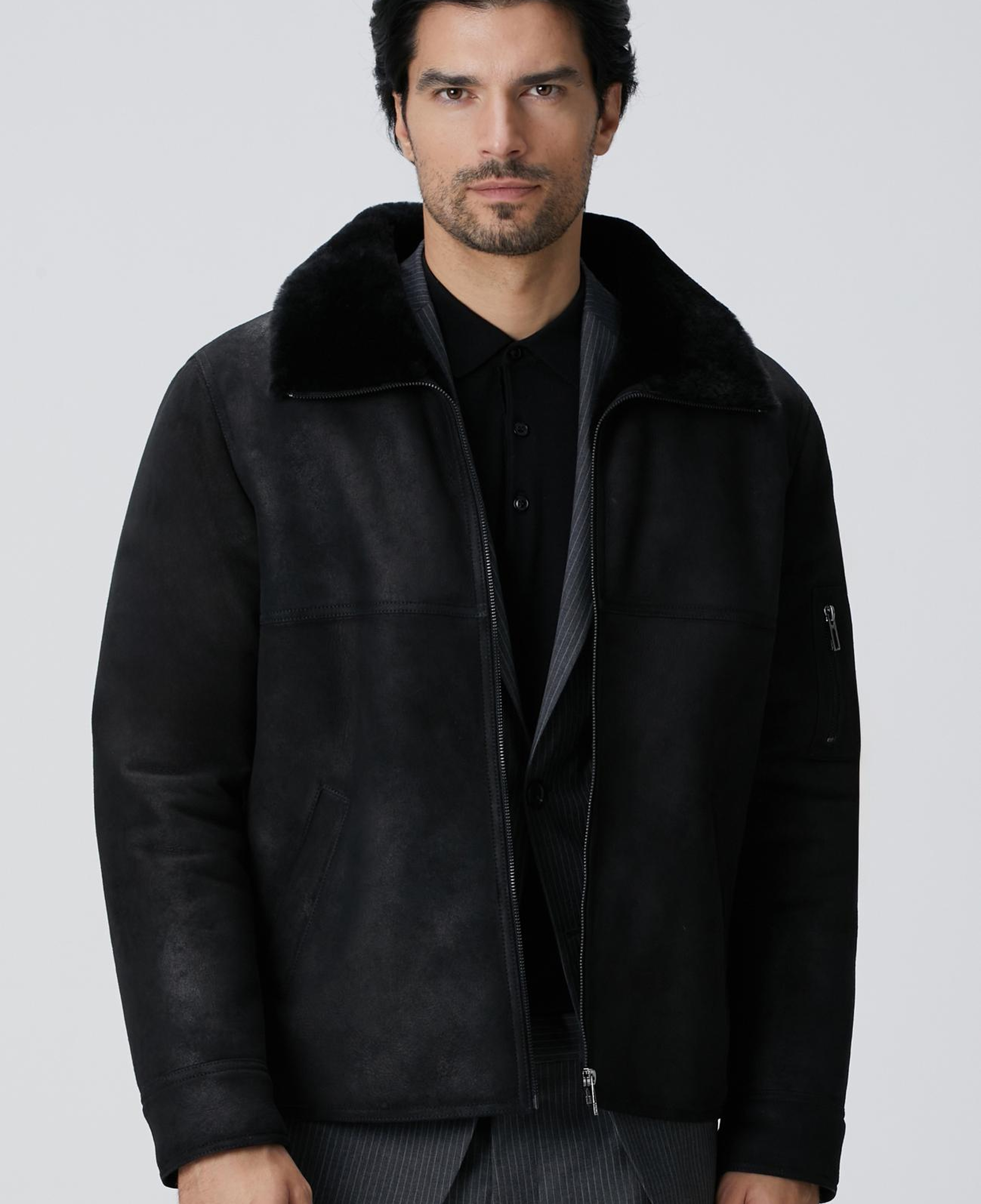 Network Erkek Siyah İçi Kürklü Deri Mont