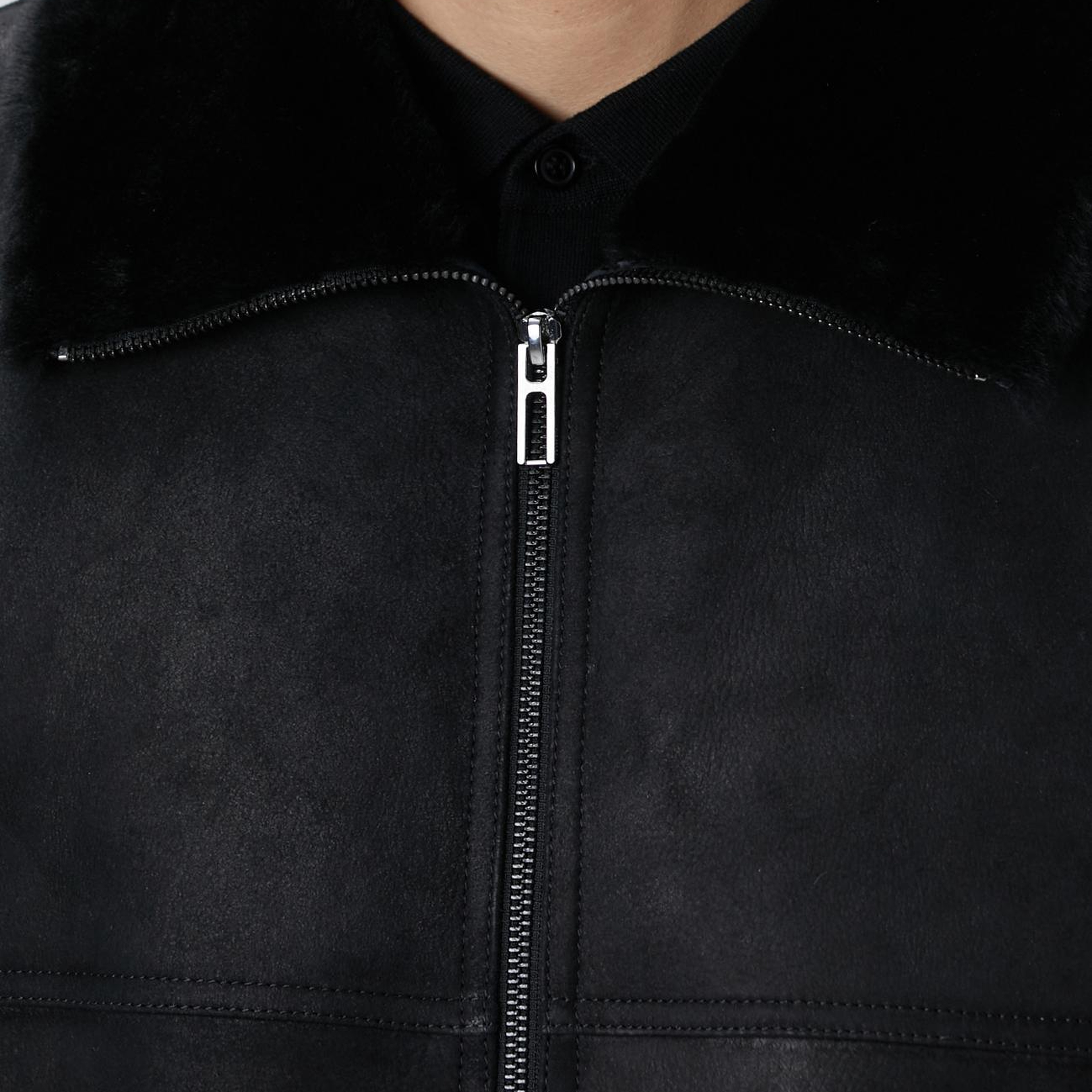 Network Erkek Siyah İçi Kürklü Deri Mont