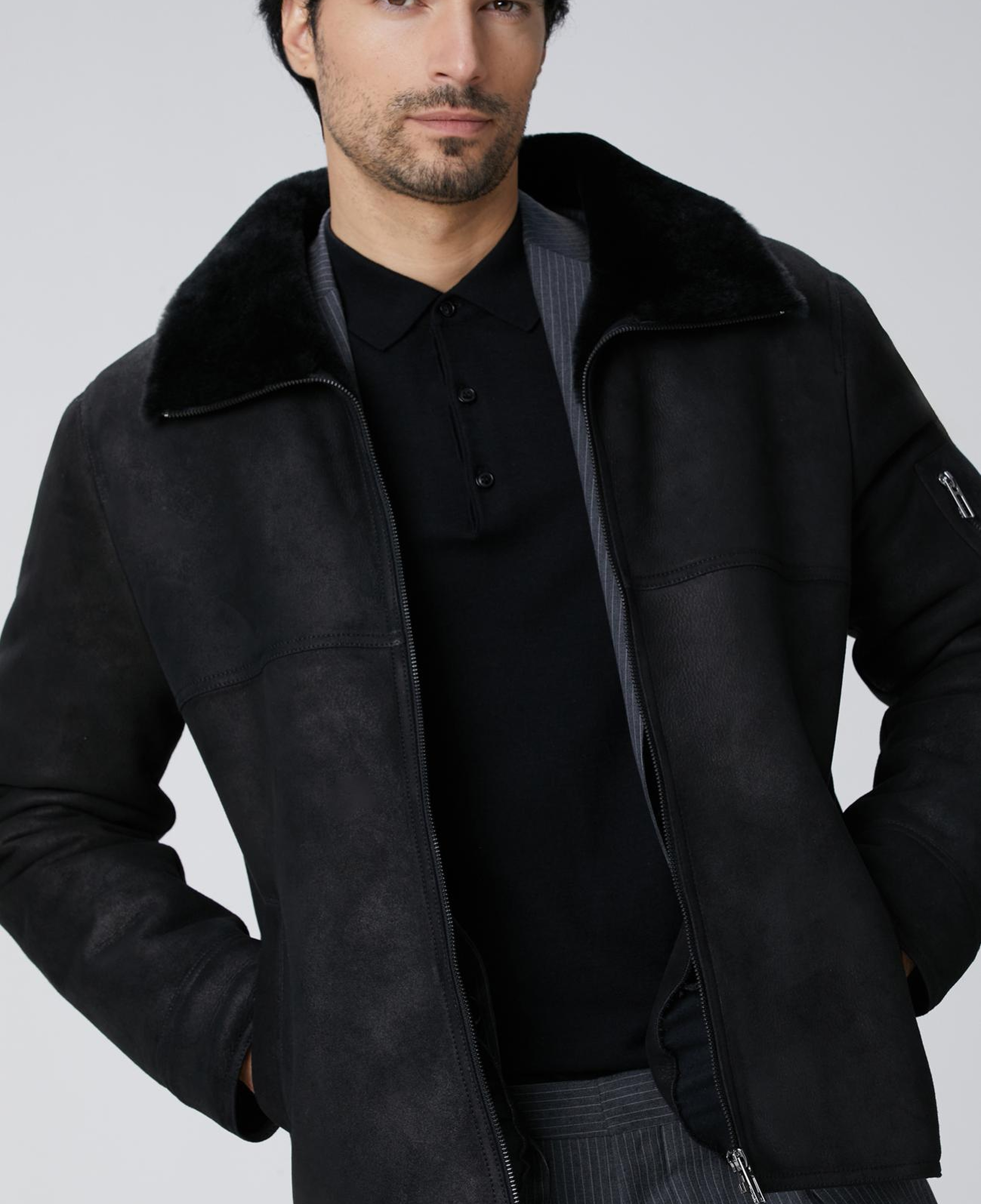 Network Erkek Siyah İçi Kürklü Deri Mont