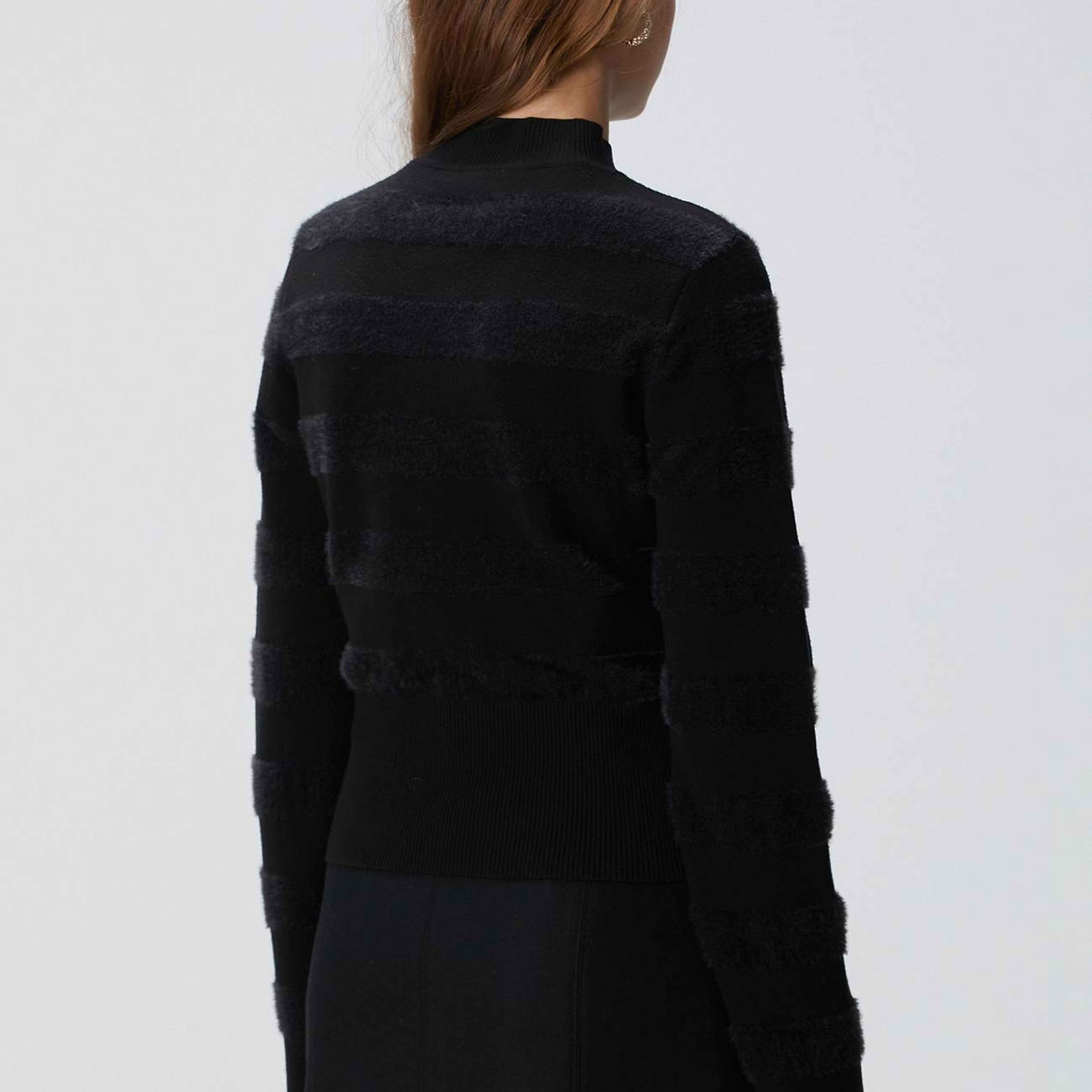 Network Kadın Siyah Çizgili Triko Kazak