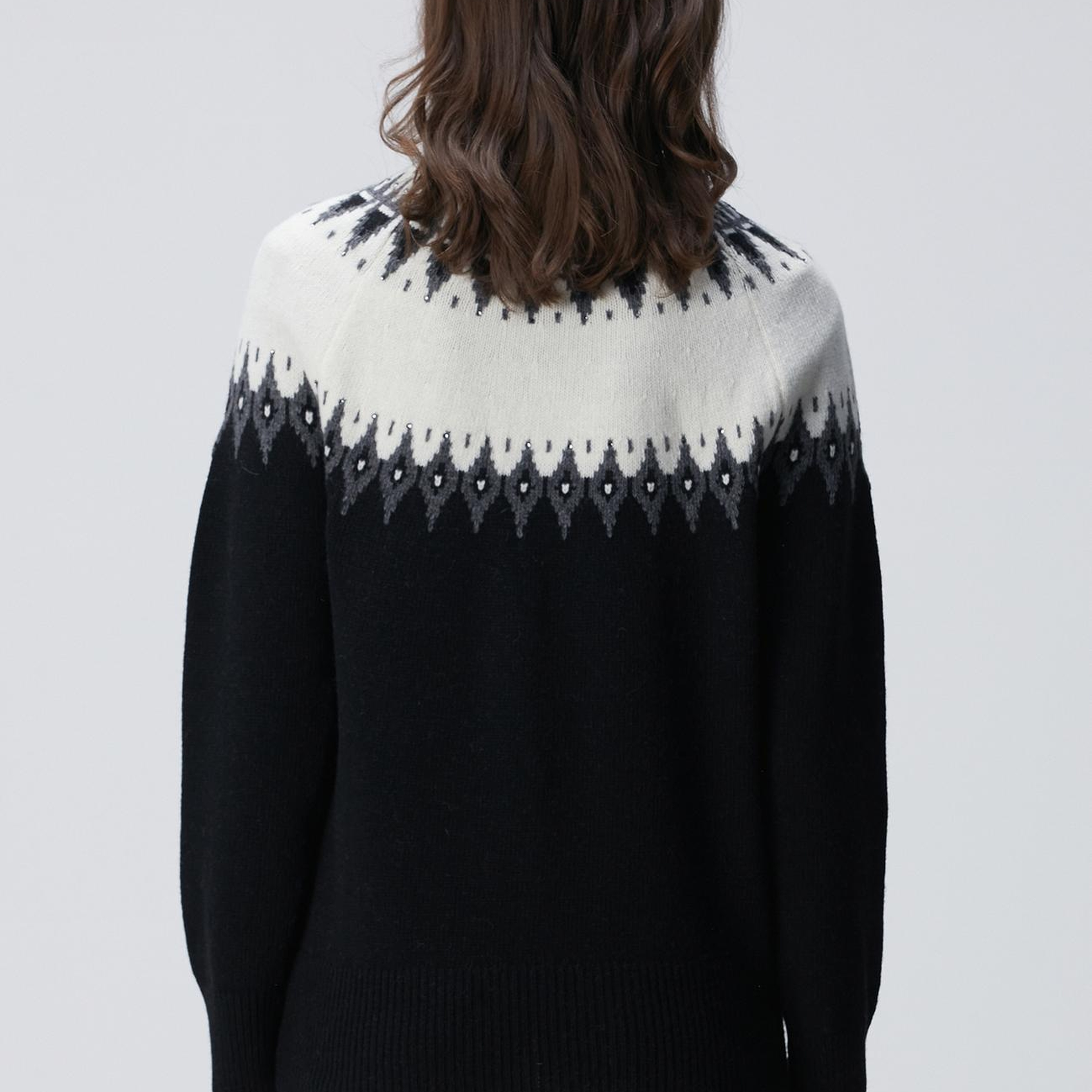 Network Kadın Siyah Desenli Yün Karışımlı Kazak