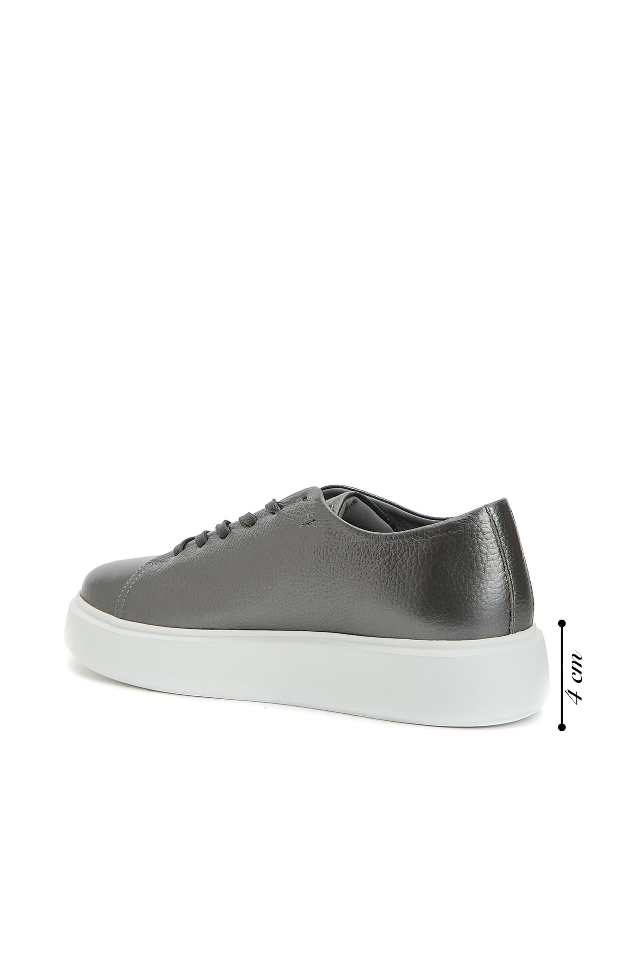 Network Kadın Platin Deri Bağcıklı Sneaker