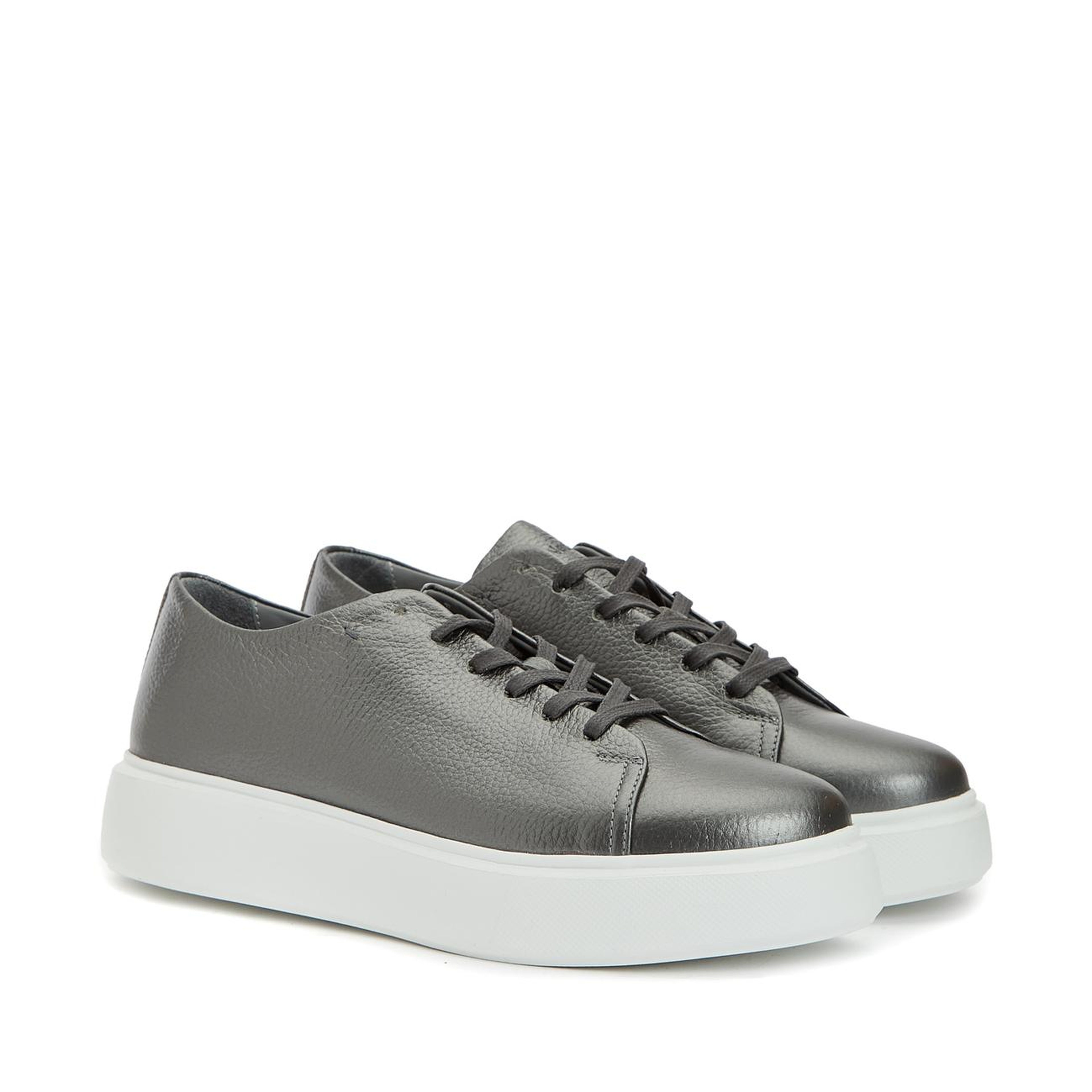 Network Kadın Platin Deri Bağcıklı Sneaker