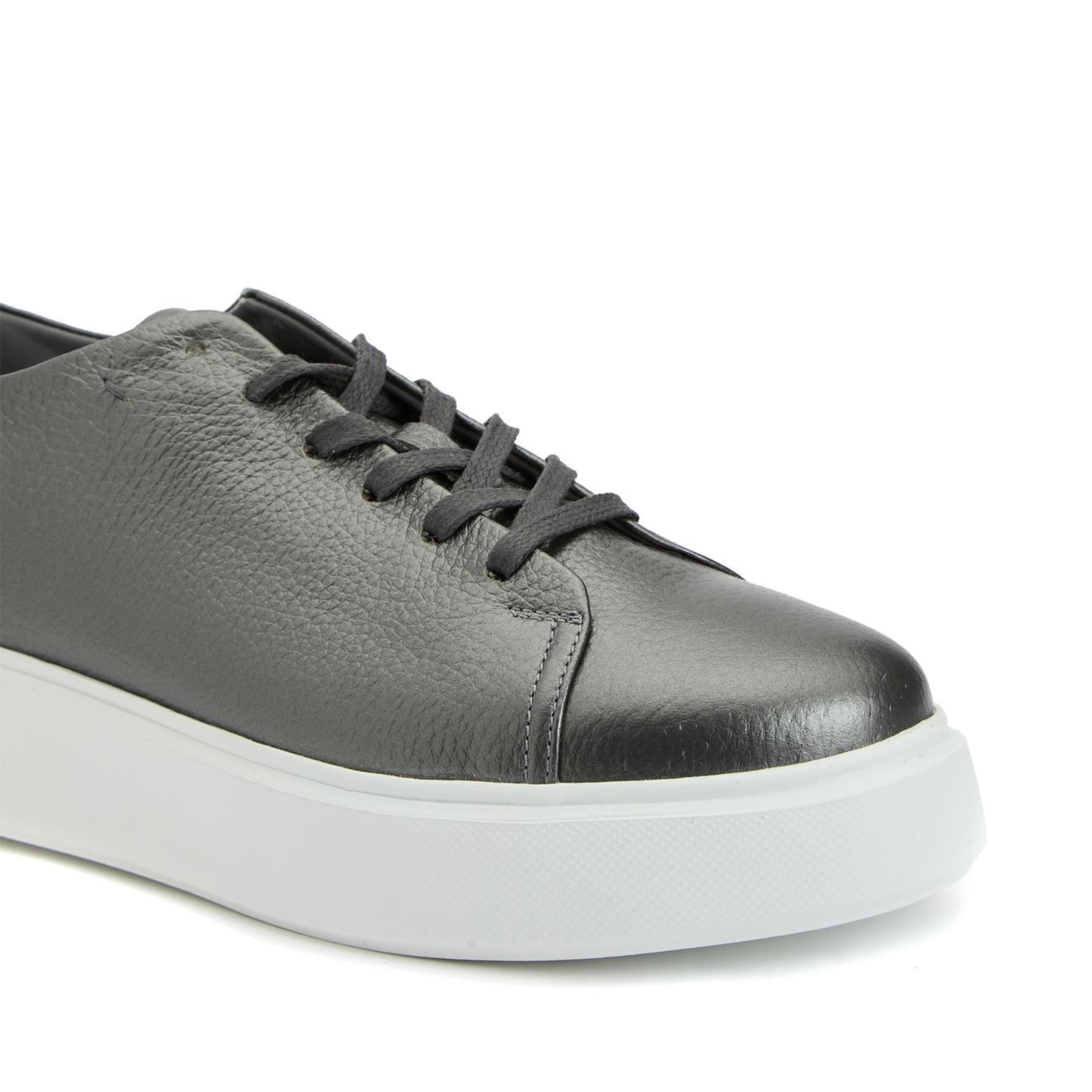 Network Kadın Platin Deri Bağcıklı Sneaker