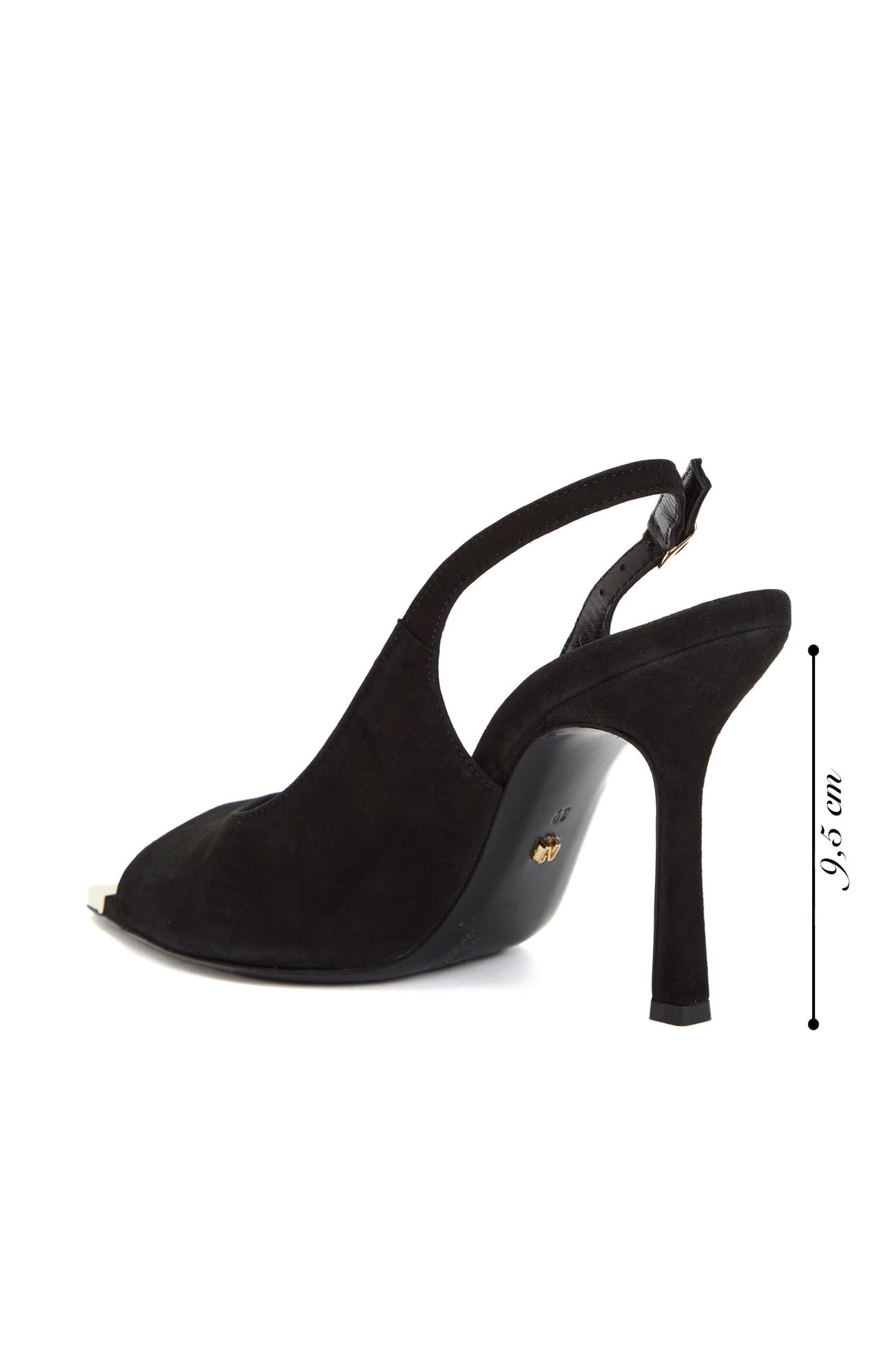 Network Kadın Siyah Aksesuar Detaylı Deri Sandalet