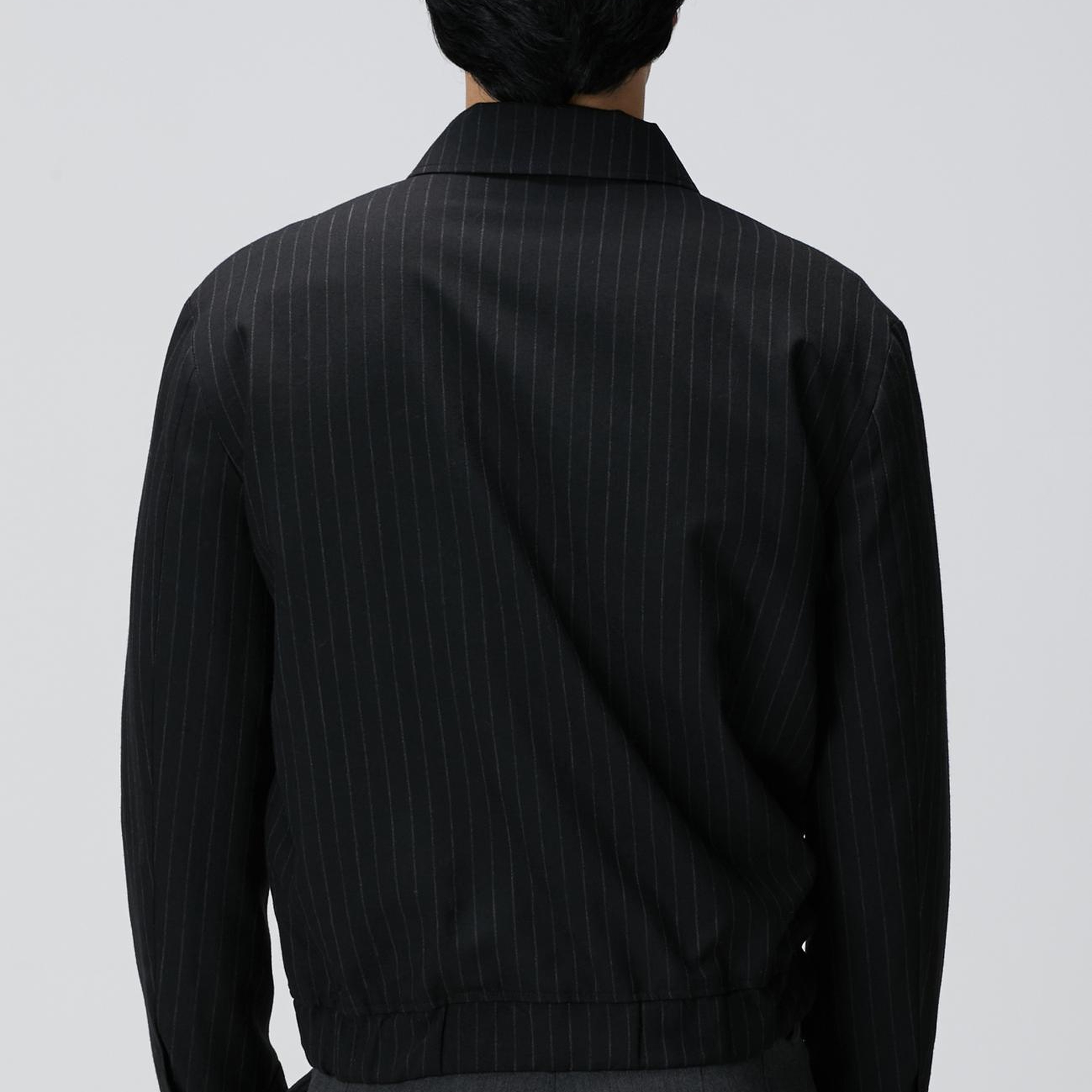 Network Erkek Siyah Çizgili Yün Mont