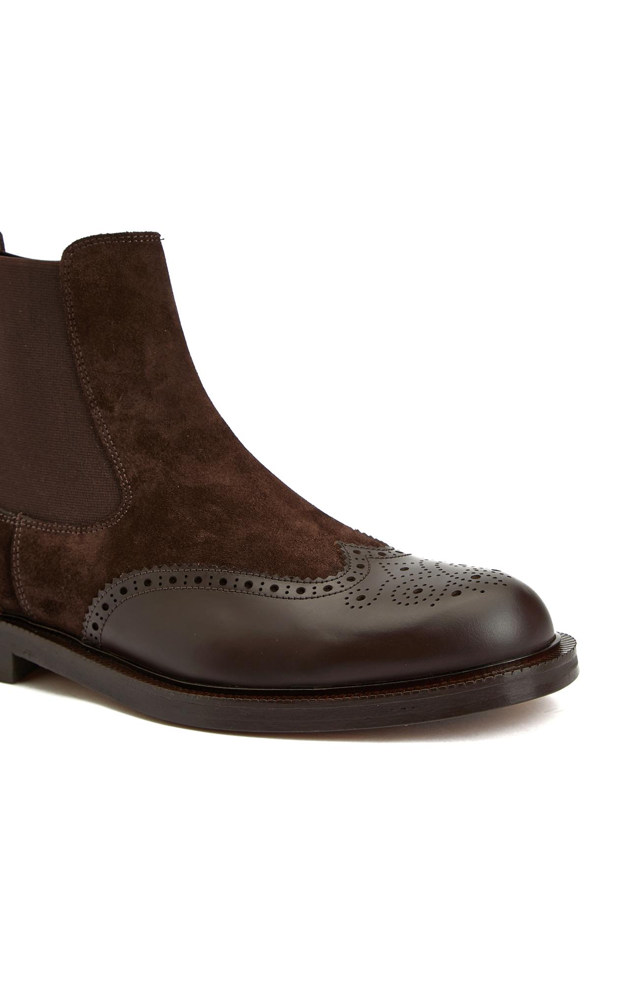 Network Erkek Kahverengi Deri Süet Chelsea Bot