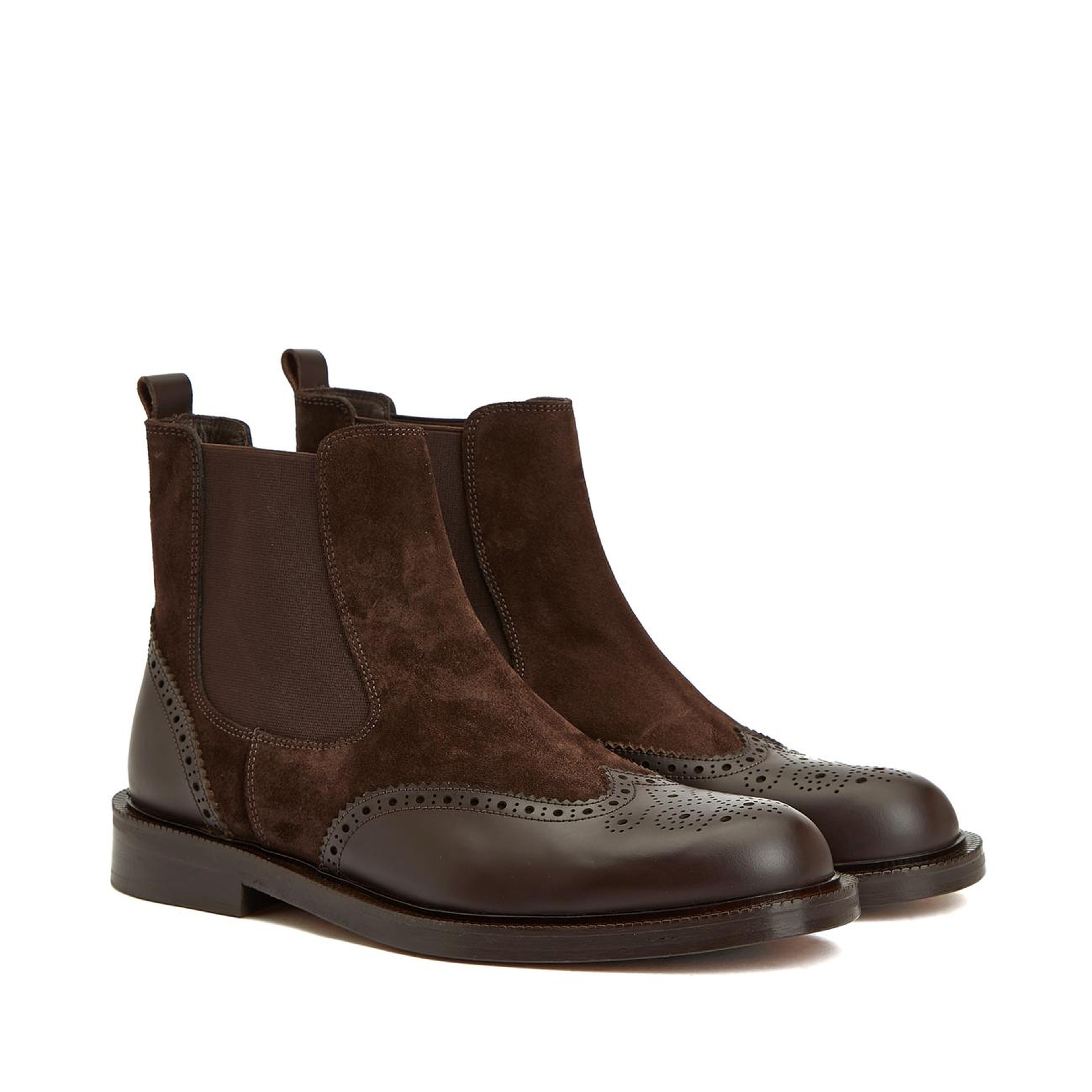 Network Erkek Kahverengi Deri Süet Chelsea Bot