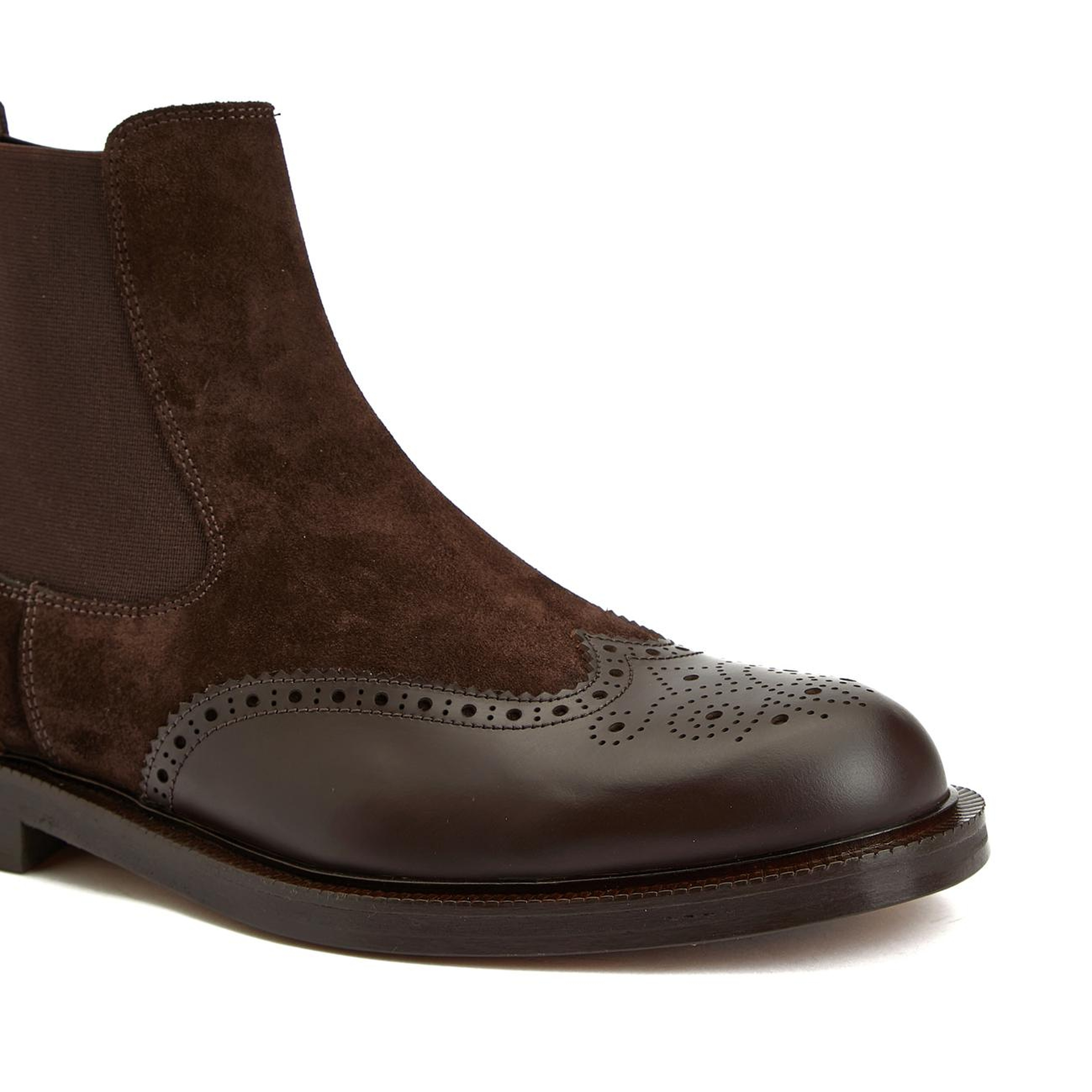 Network Erkek Kahverengi Deri Süet Chelsea Bot