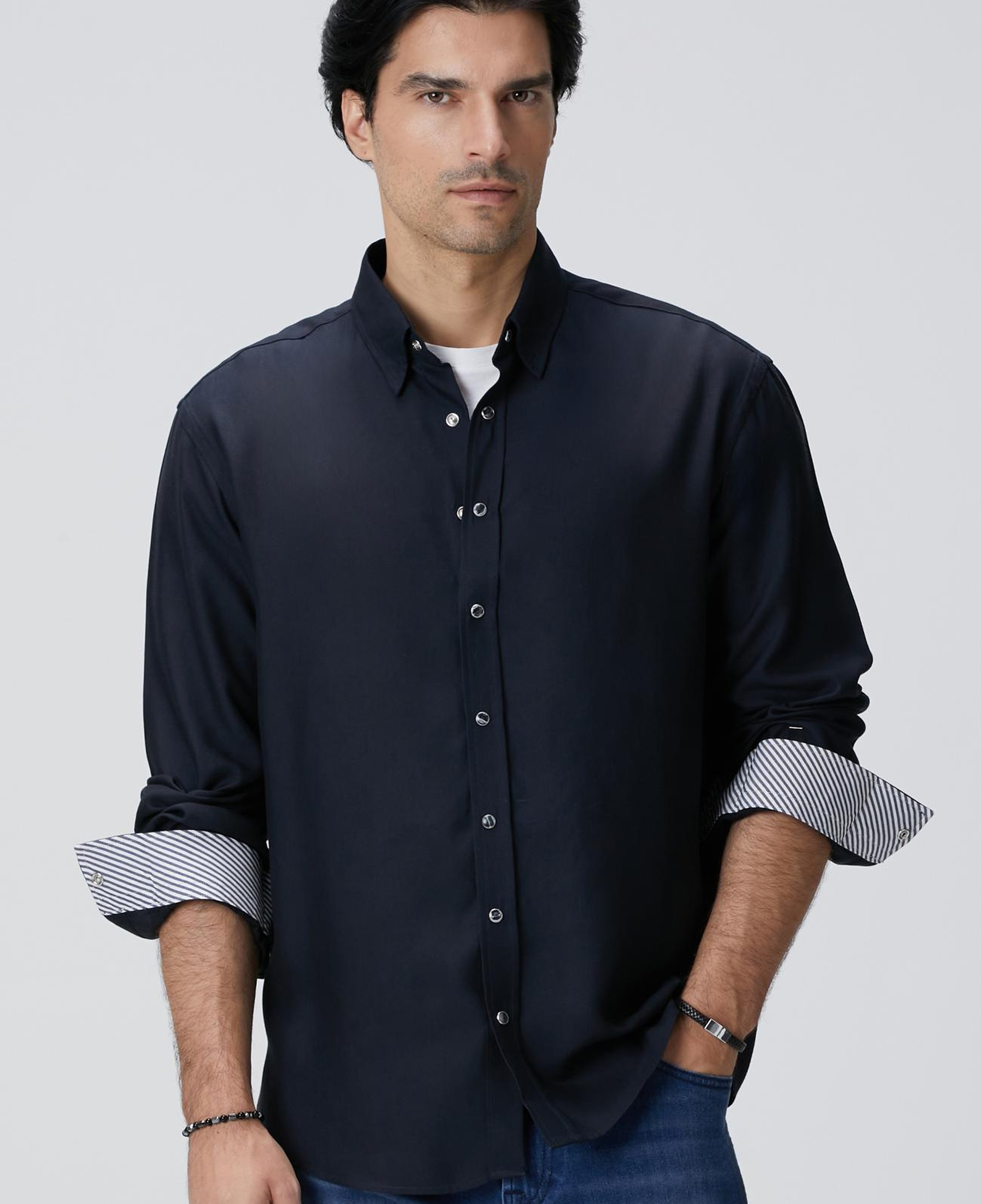 Network Erkek Koyu Lacivert Çıtçıtlı Gömlek