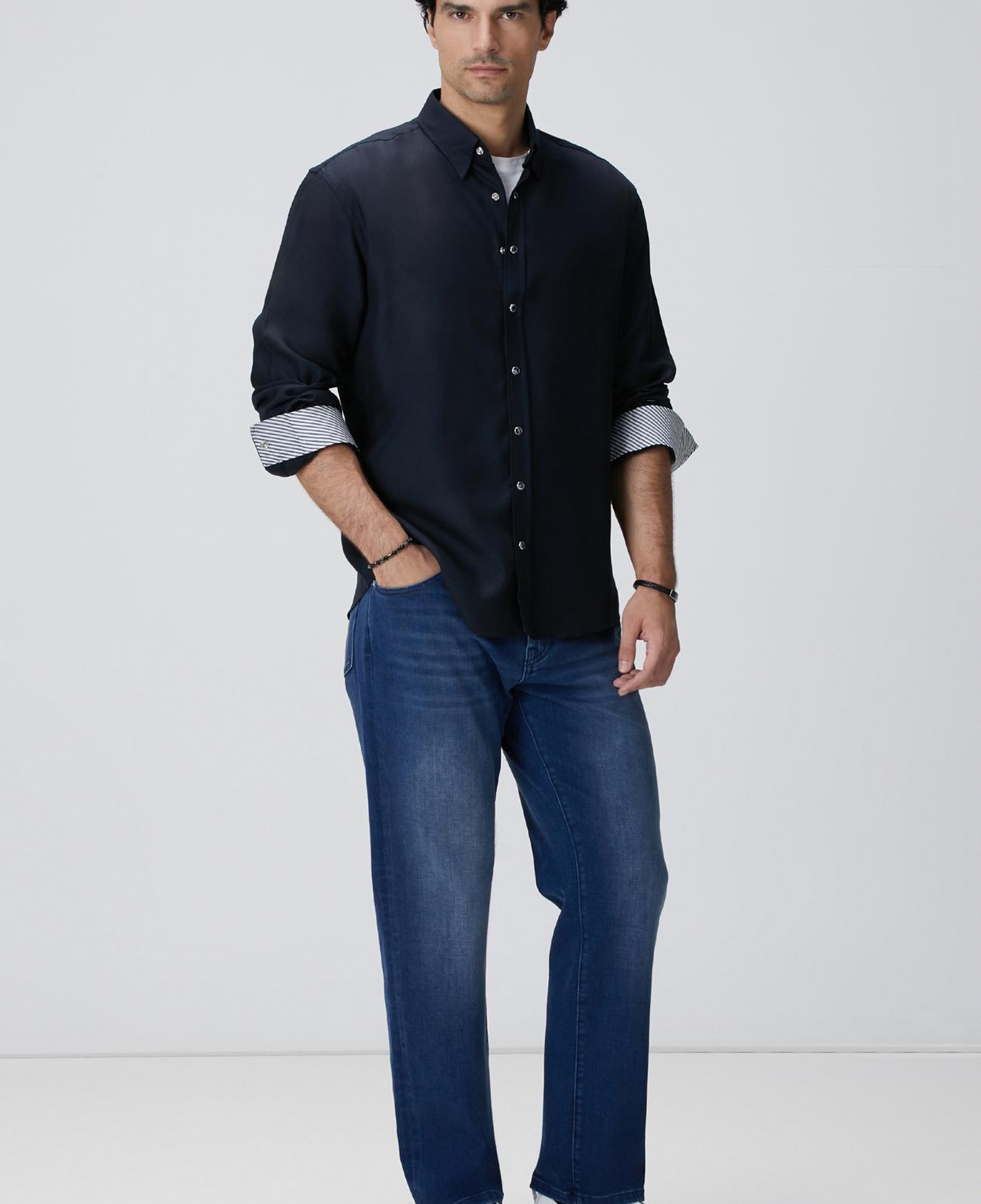 Network Erkek Koyu Lacivert Çıtçıtlı Gömlek