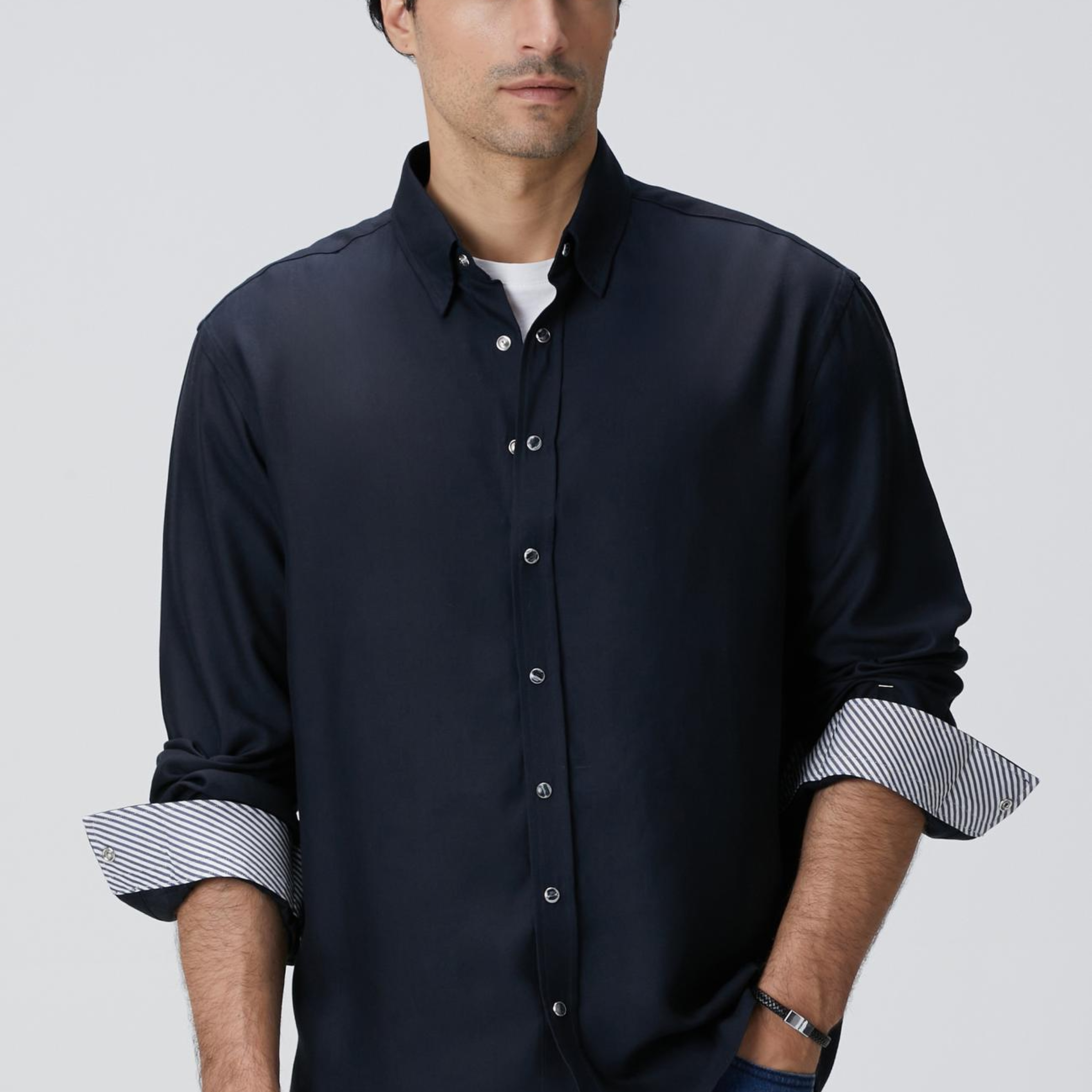 Network Erkek Koyu Lacivert Çıtçıtlı Gömlek