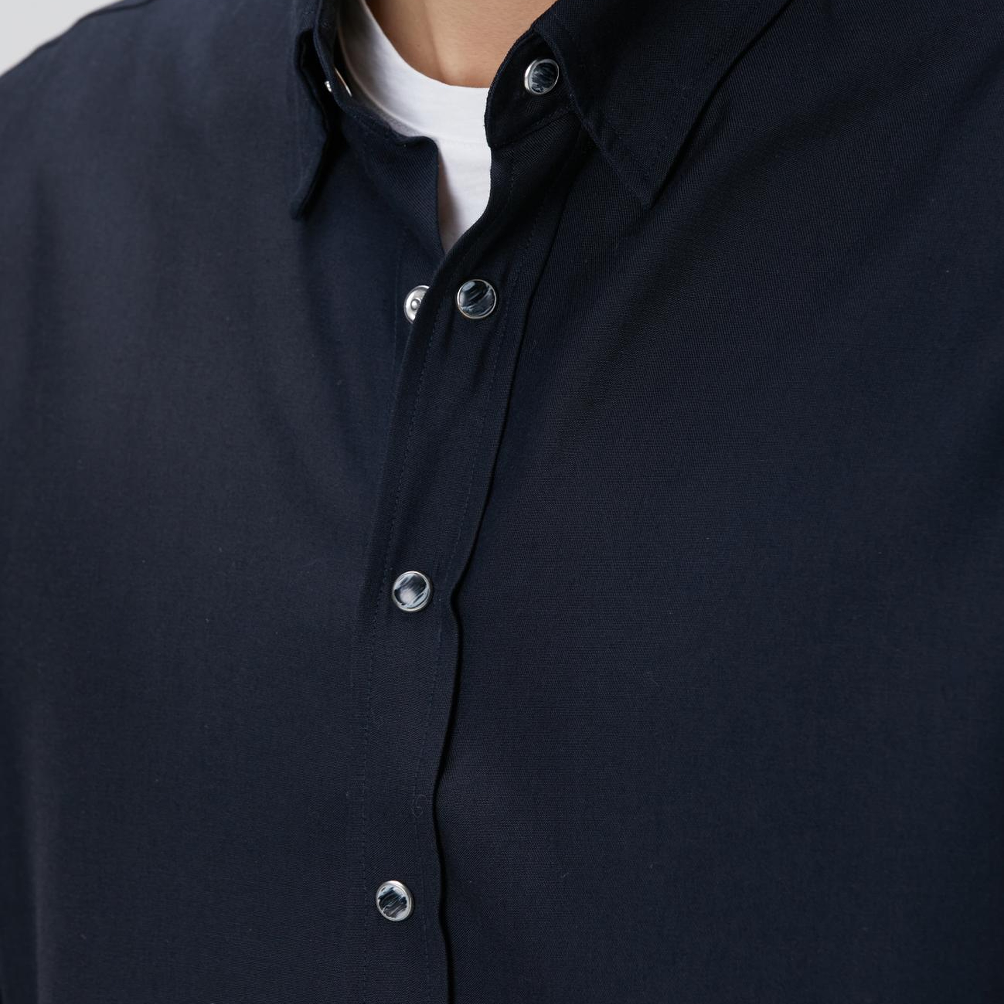 Network Erkek Koyu Lacivert Çıtçıtlı Gömlek