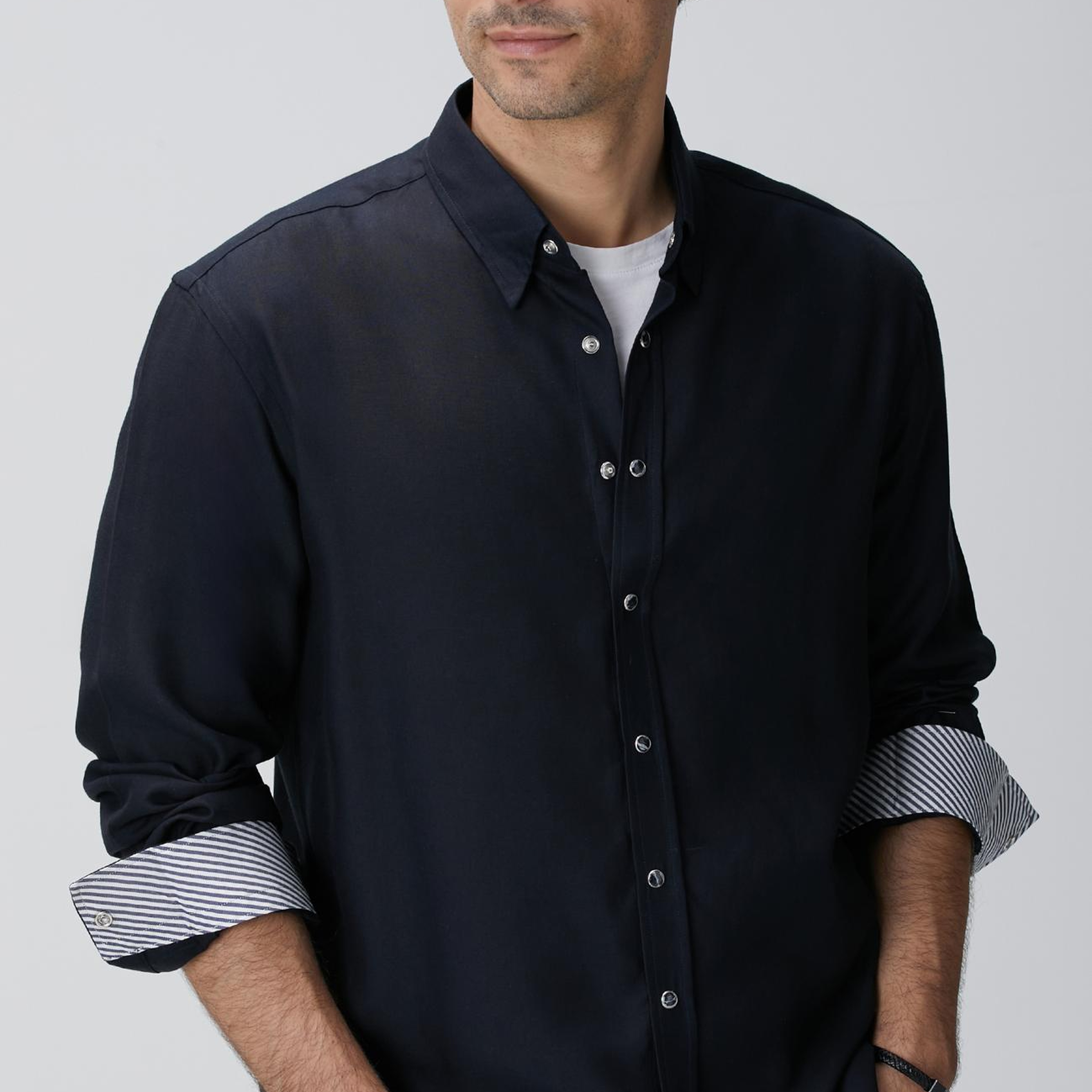 Network Erkek Koyu Lacivert Çıtçıtlı Gömlek