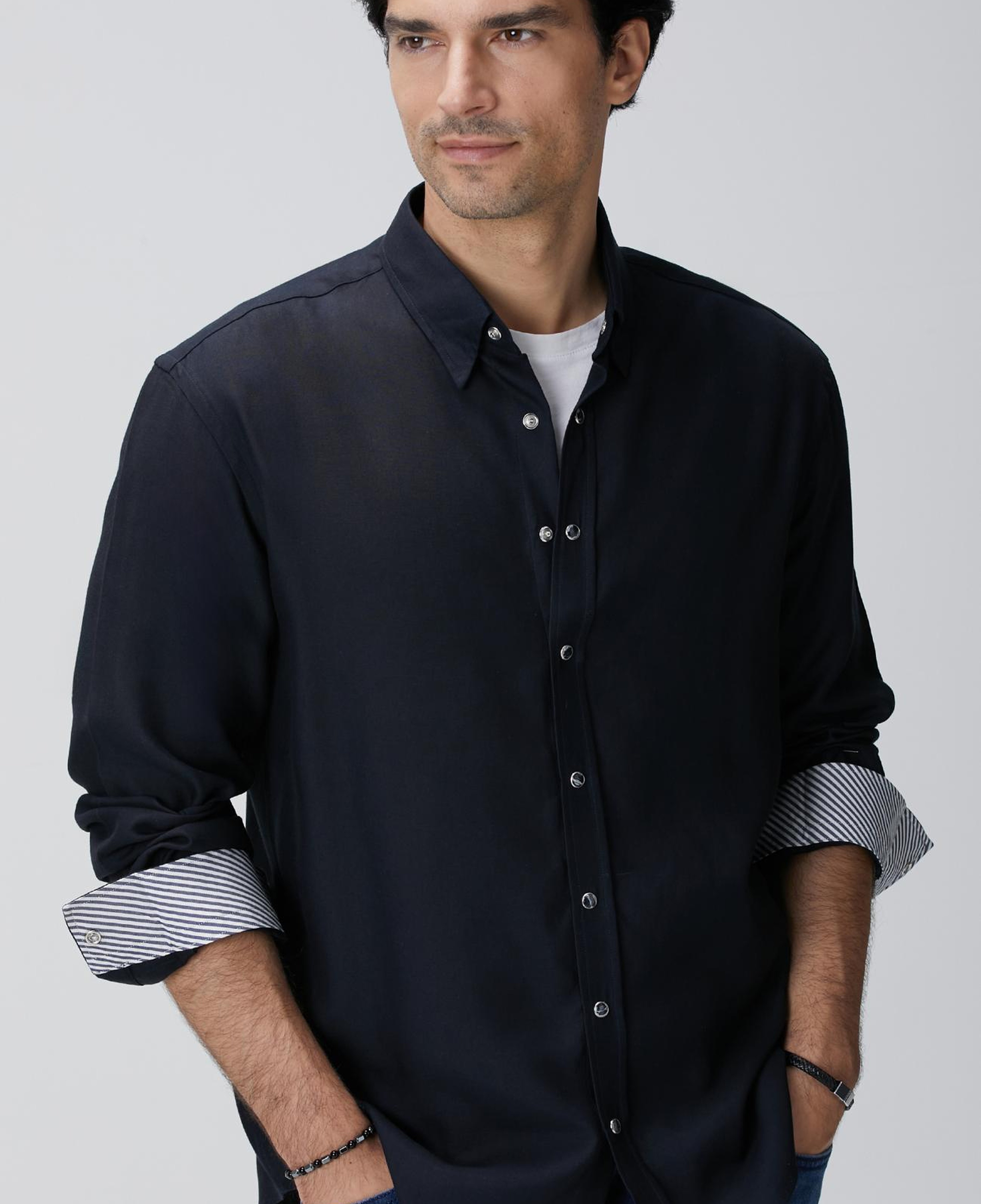 Network Erkek Koyu Lacivert Çıtçıtlı Gömlek