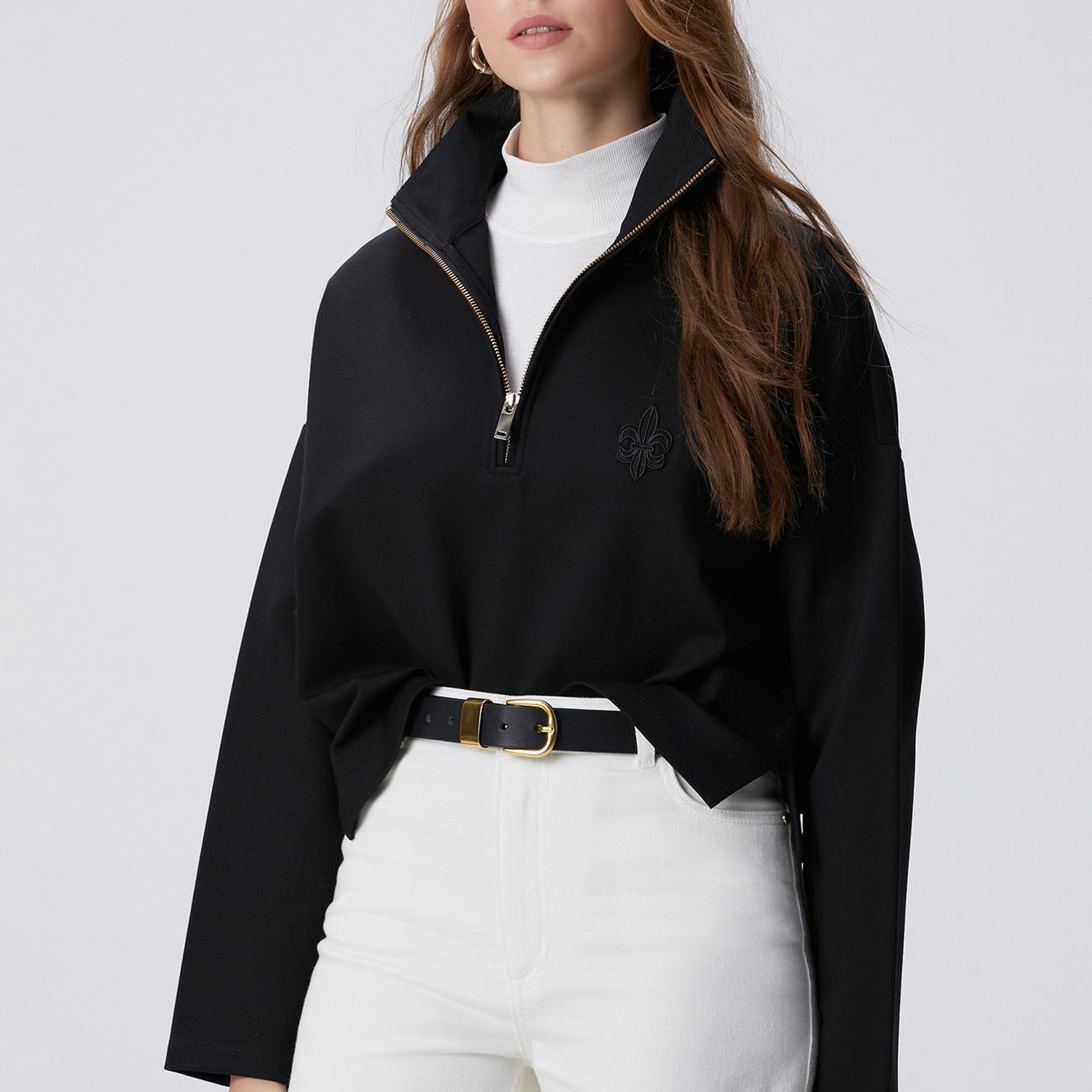 Network Kadın Siyah Patchli Sweatshirt