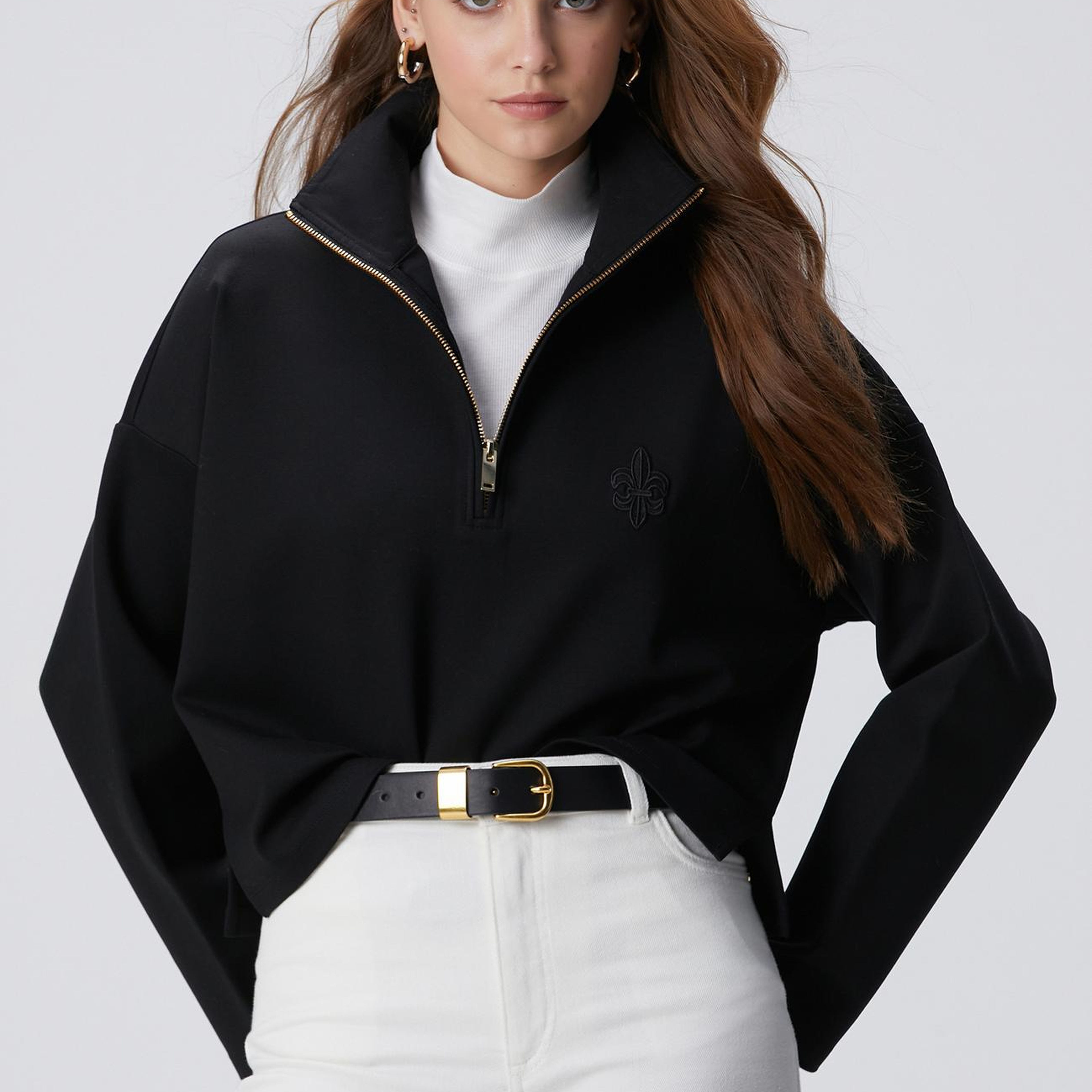 Network Kadın Siyah Patchli Sweatshirt
