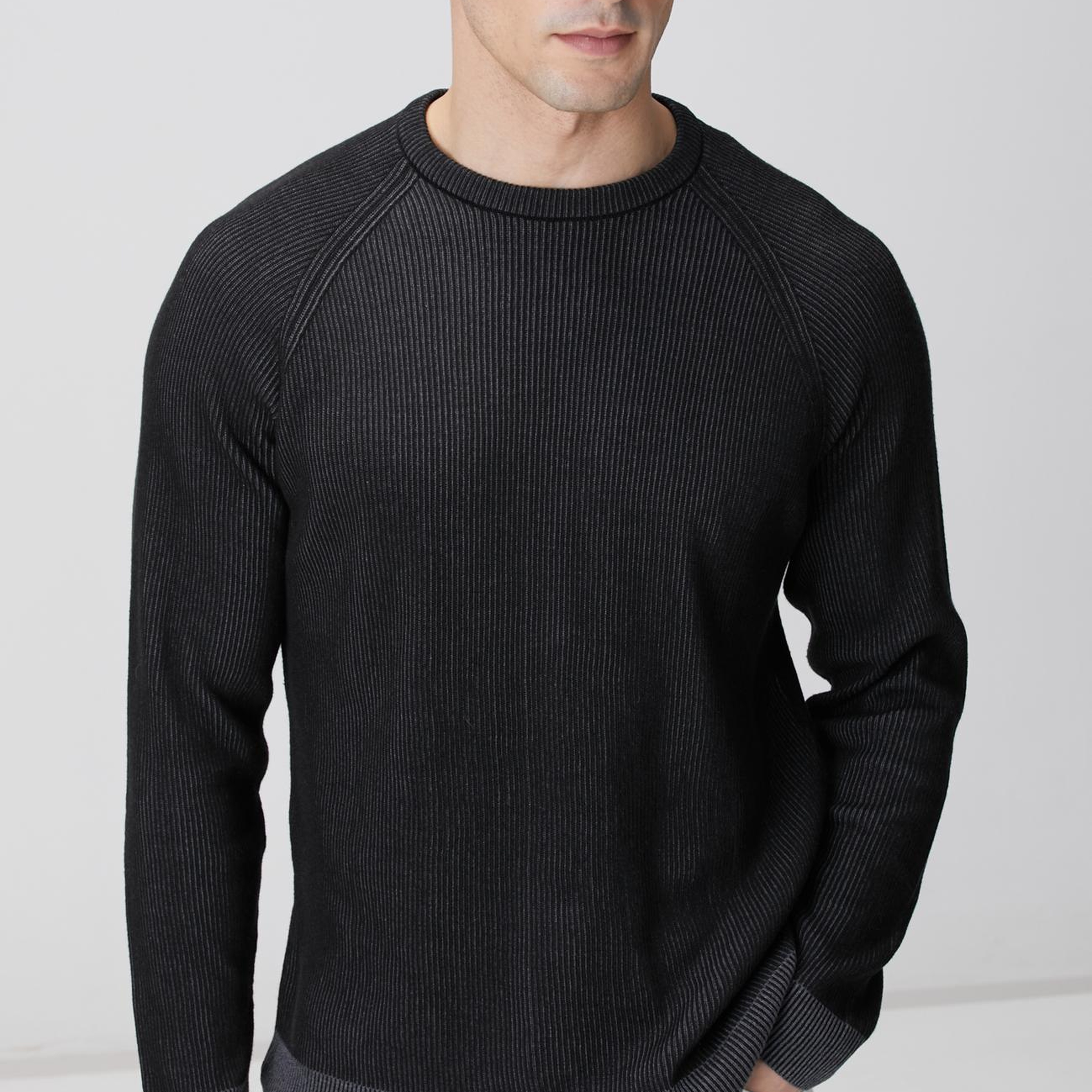 Network Erkek Siyah Fitilli Kazak