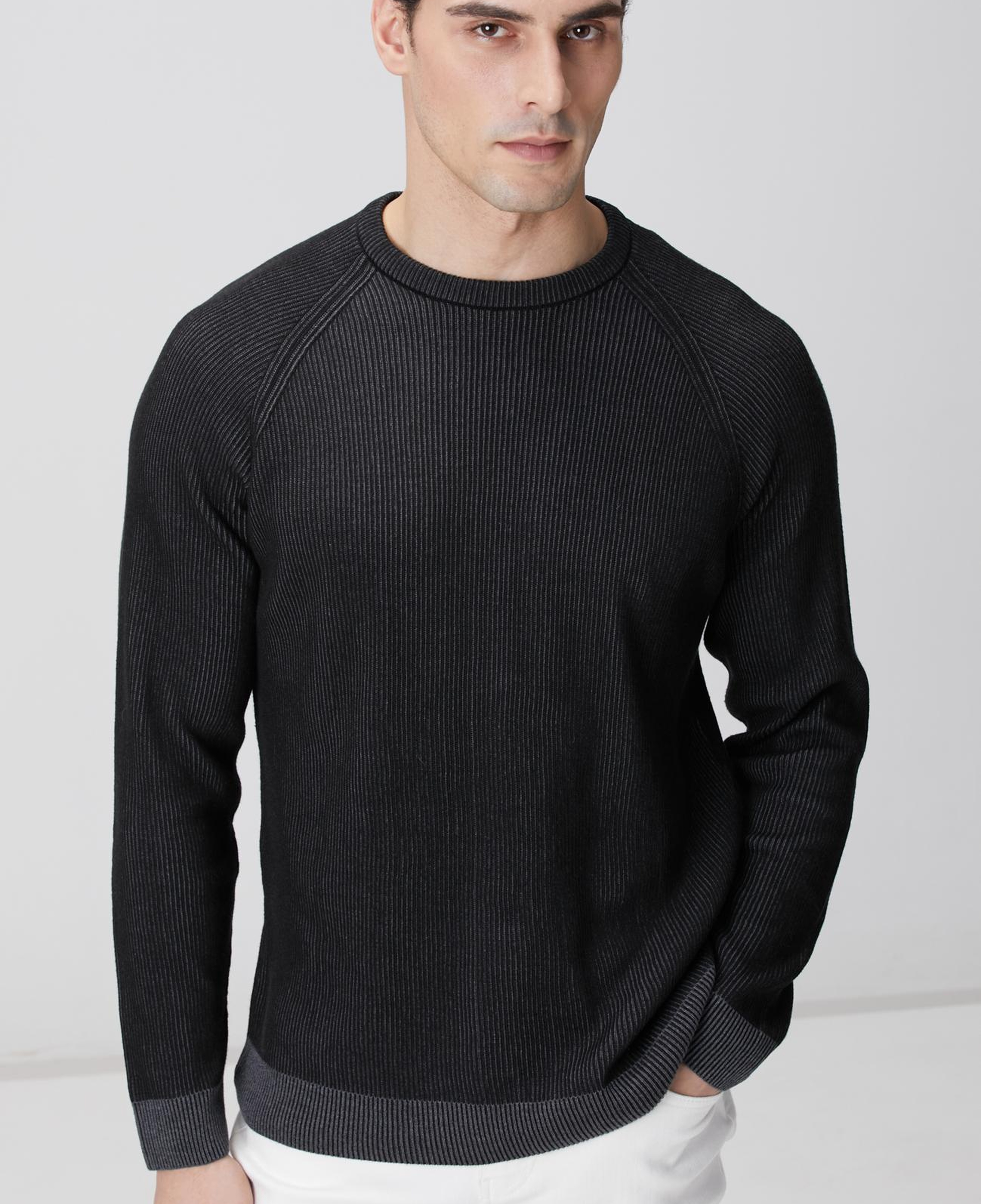 Network Erkek Siyah Fitilli Kazak