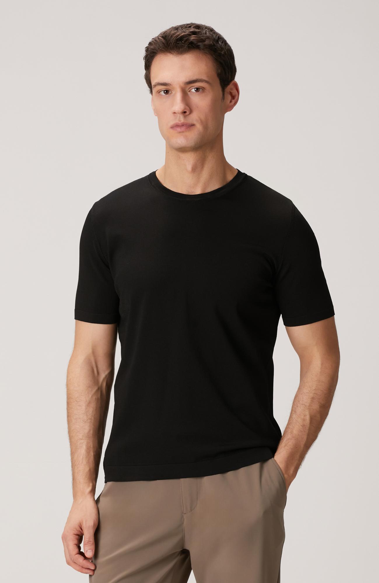 Network Erkek Siyah Kısa Kollu Kazak