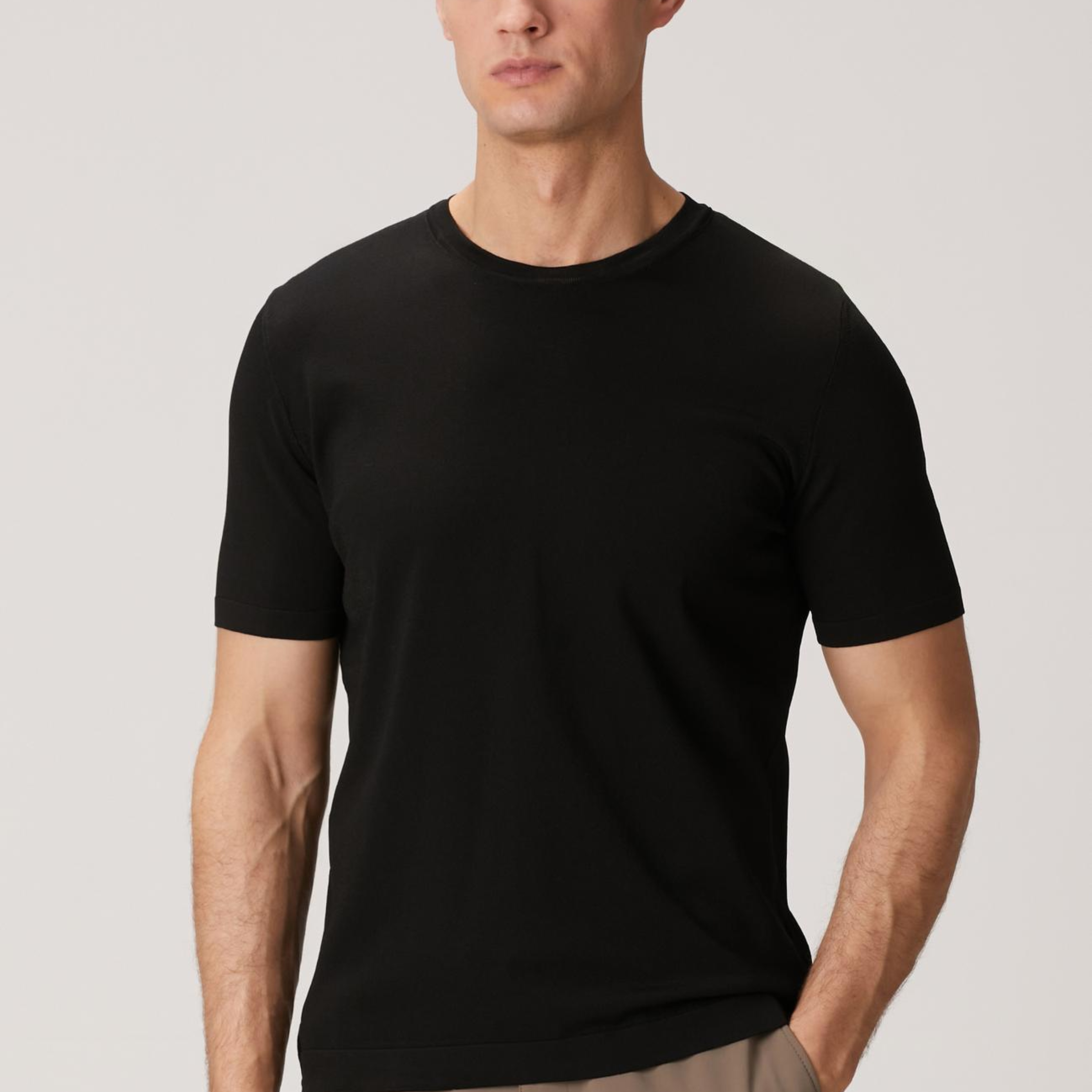 Network Erkek Siyah Kısa Kollu Kazak