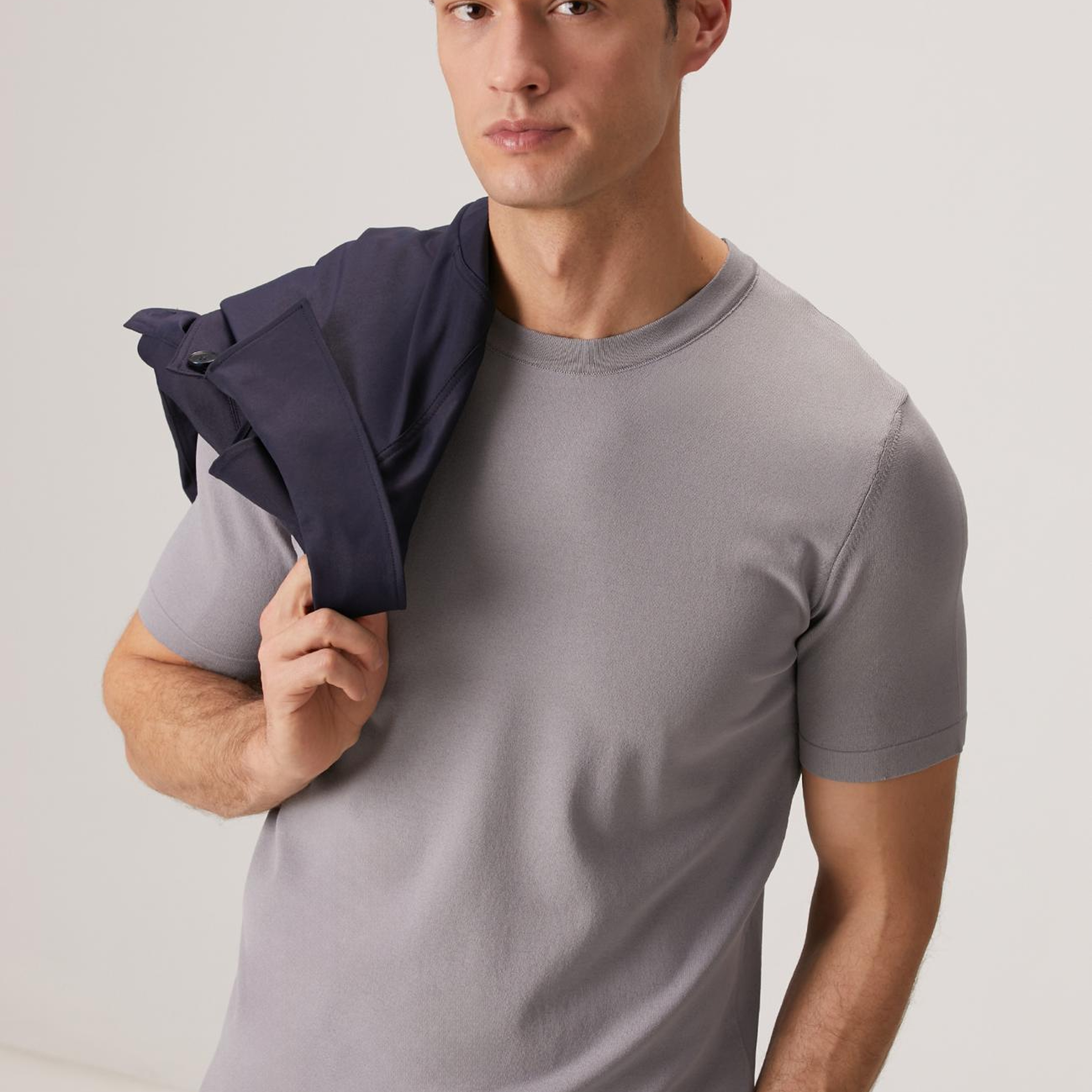 Network Erkek Gri Kısa Kollu Kazak