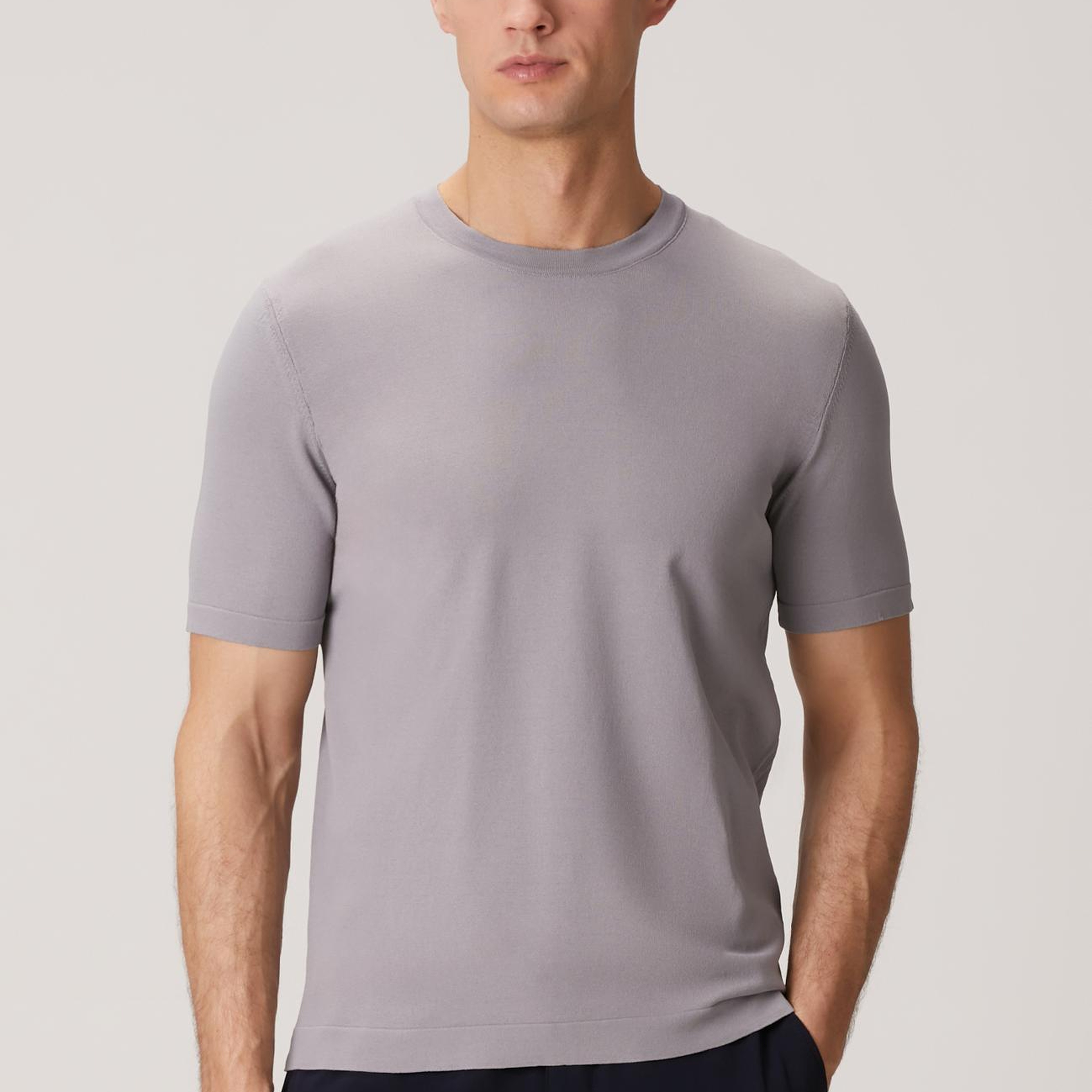 Network Erkek Gri Kısa Kollu Kazak