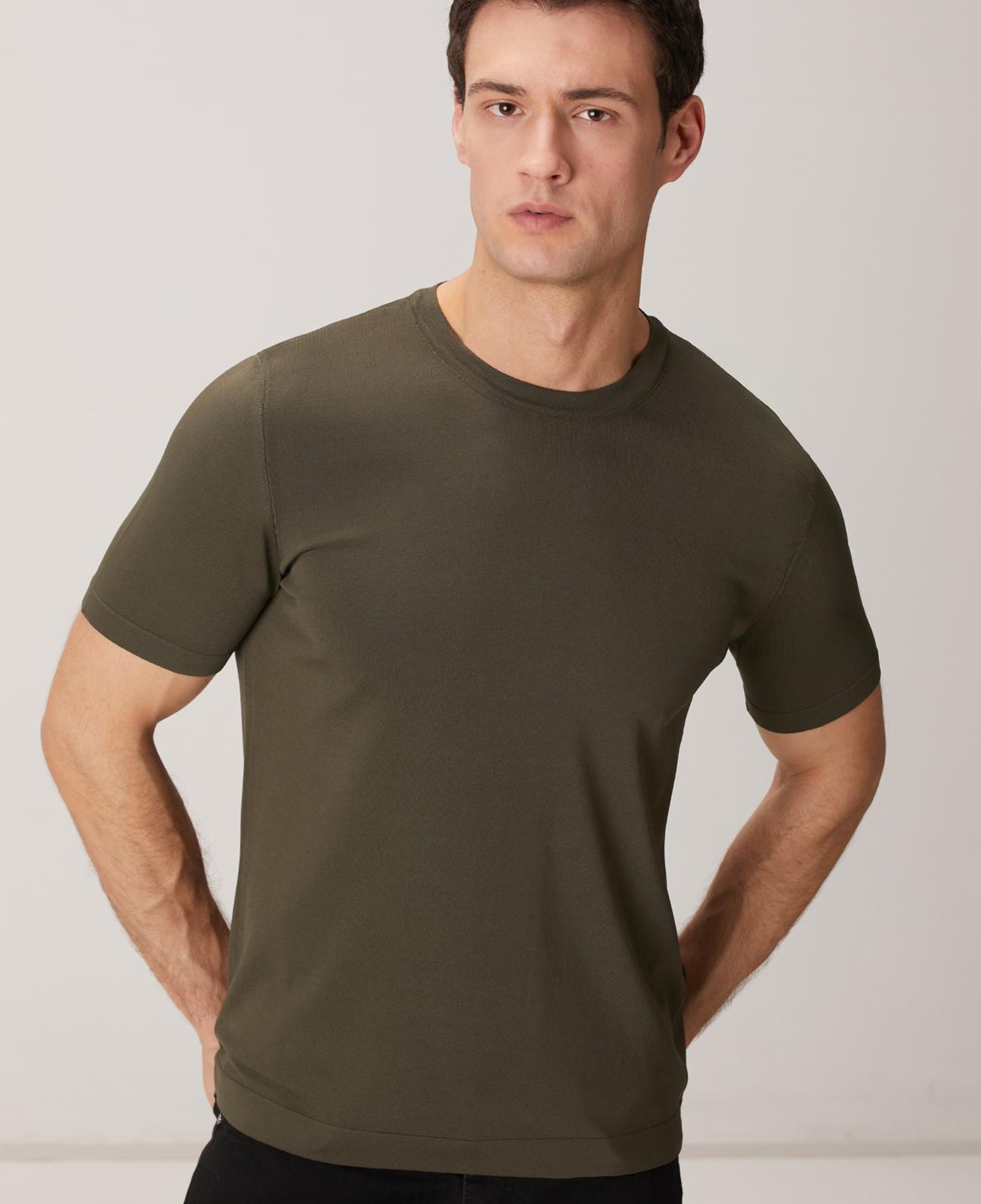 Network Erkek Haki Kısa Kollu Kazak