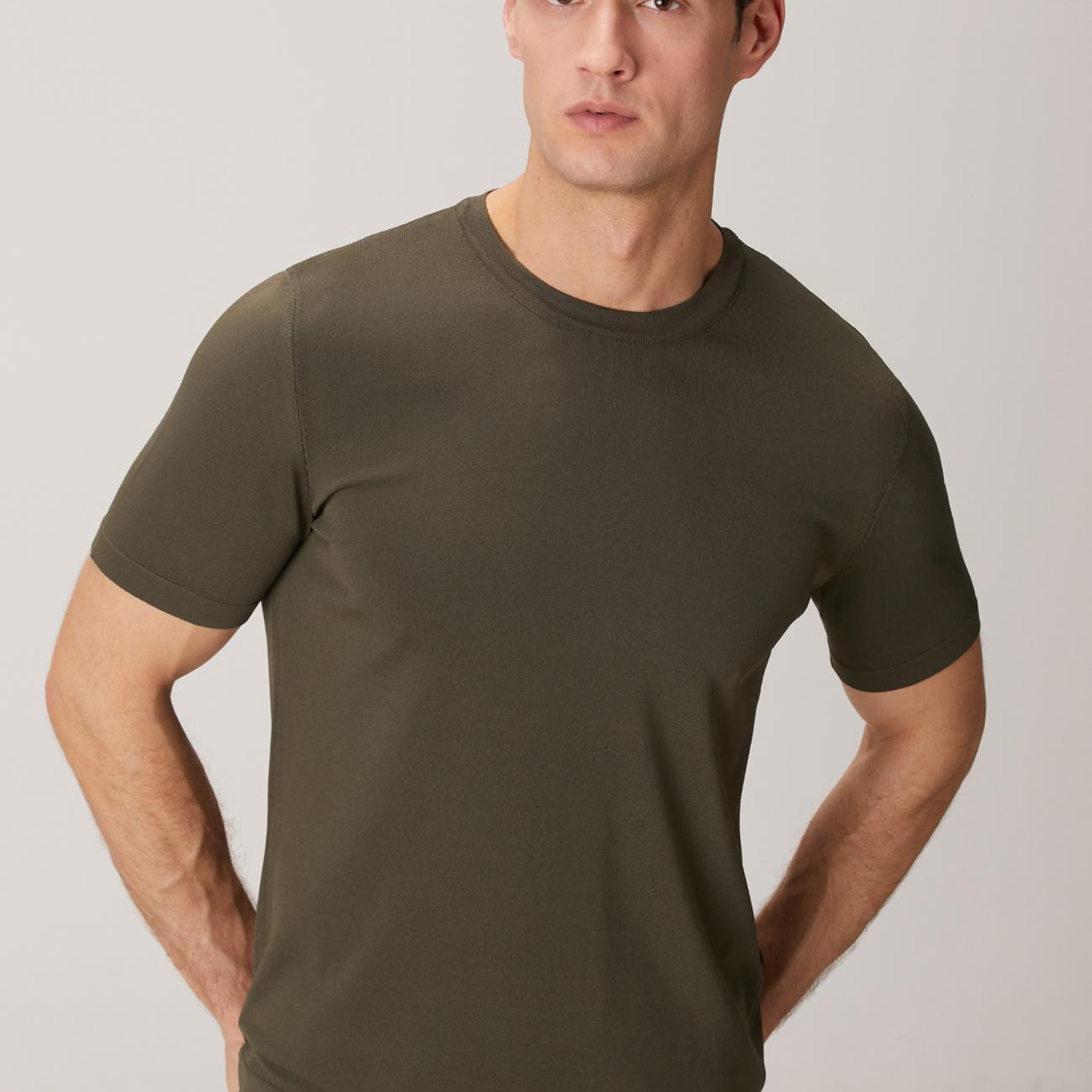 Network Erkek Haki Kısa Kollu Kazak