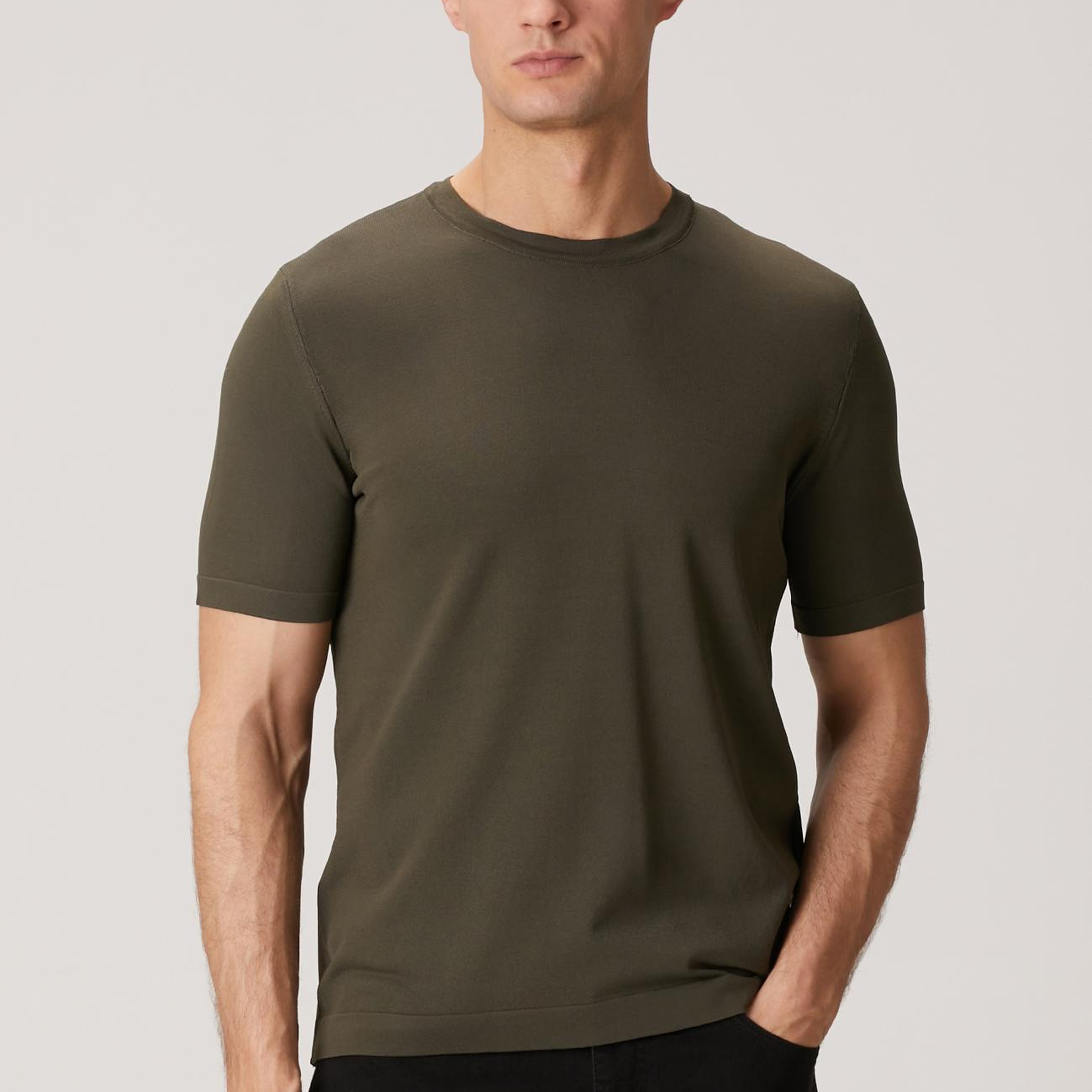 Network Erkek Haki Kısa Kollu Kazak