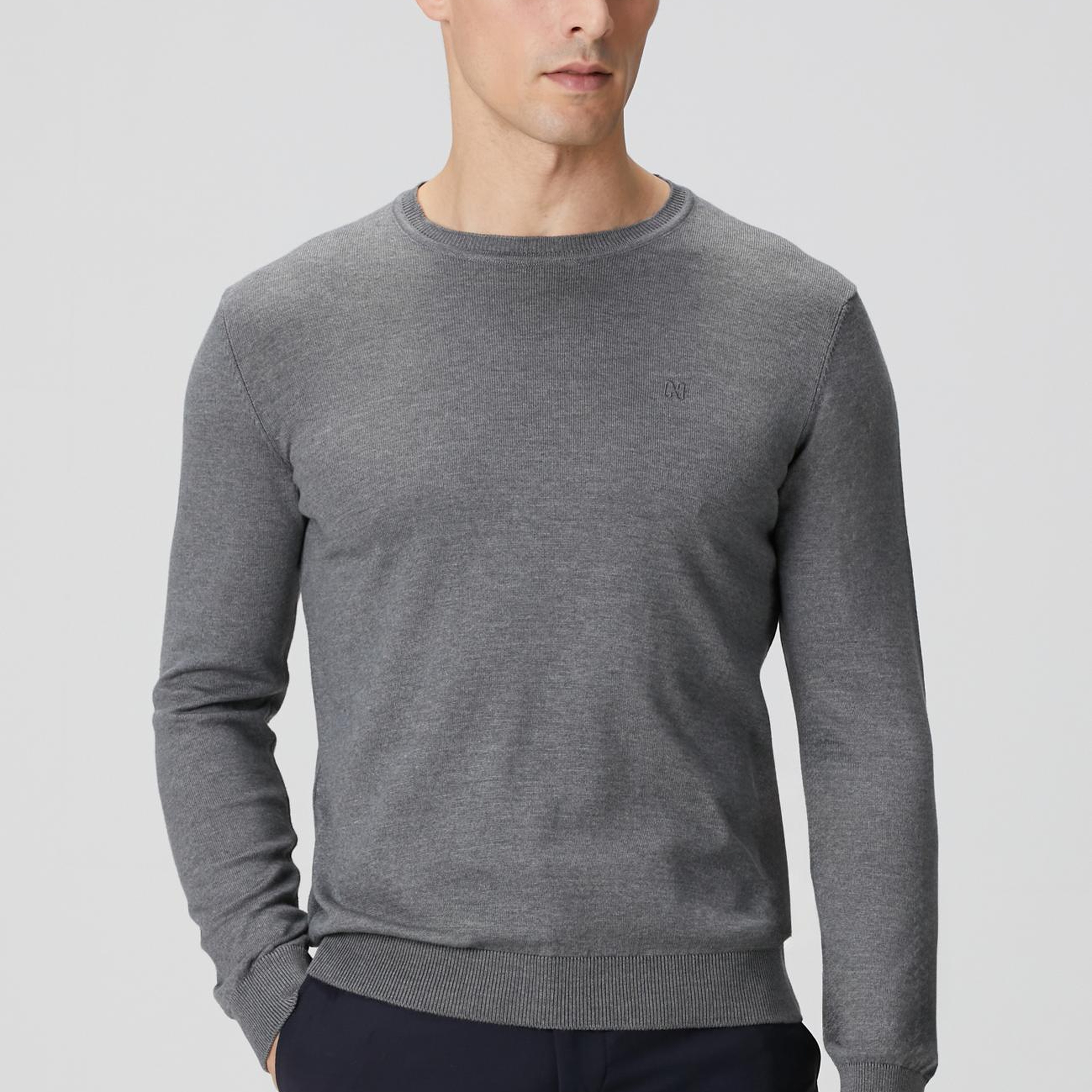 Network Erkek Gri Melanj Basic Kazak