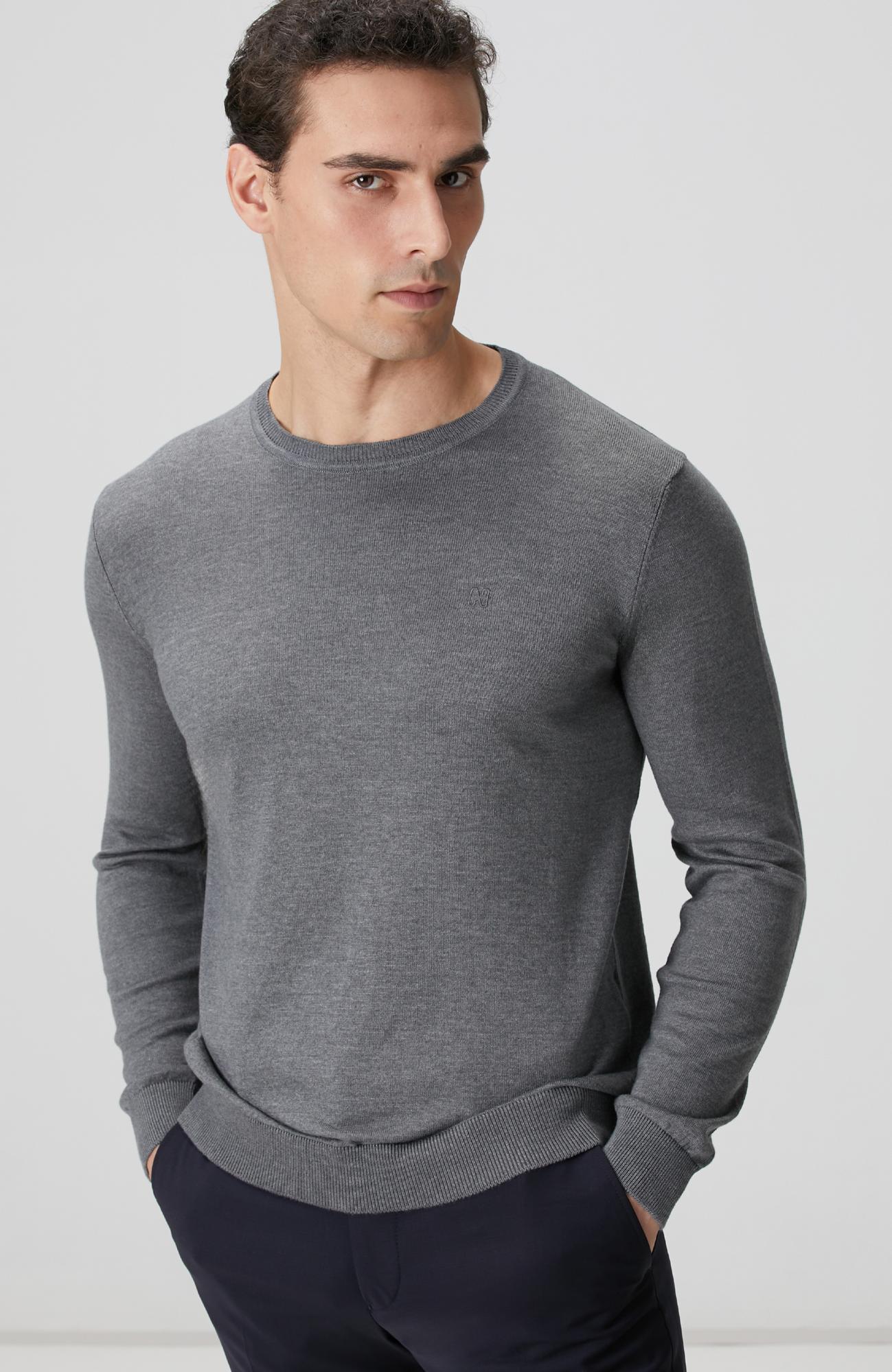 Network Erkek Gri Melanj Basic Kazak