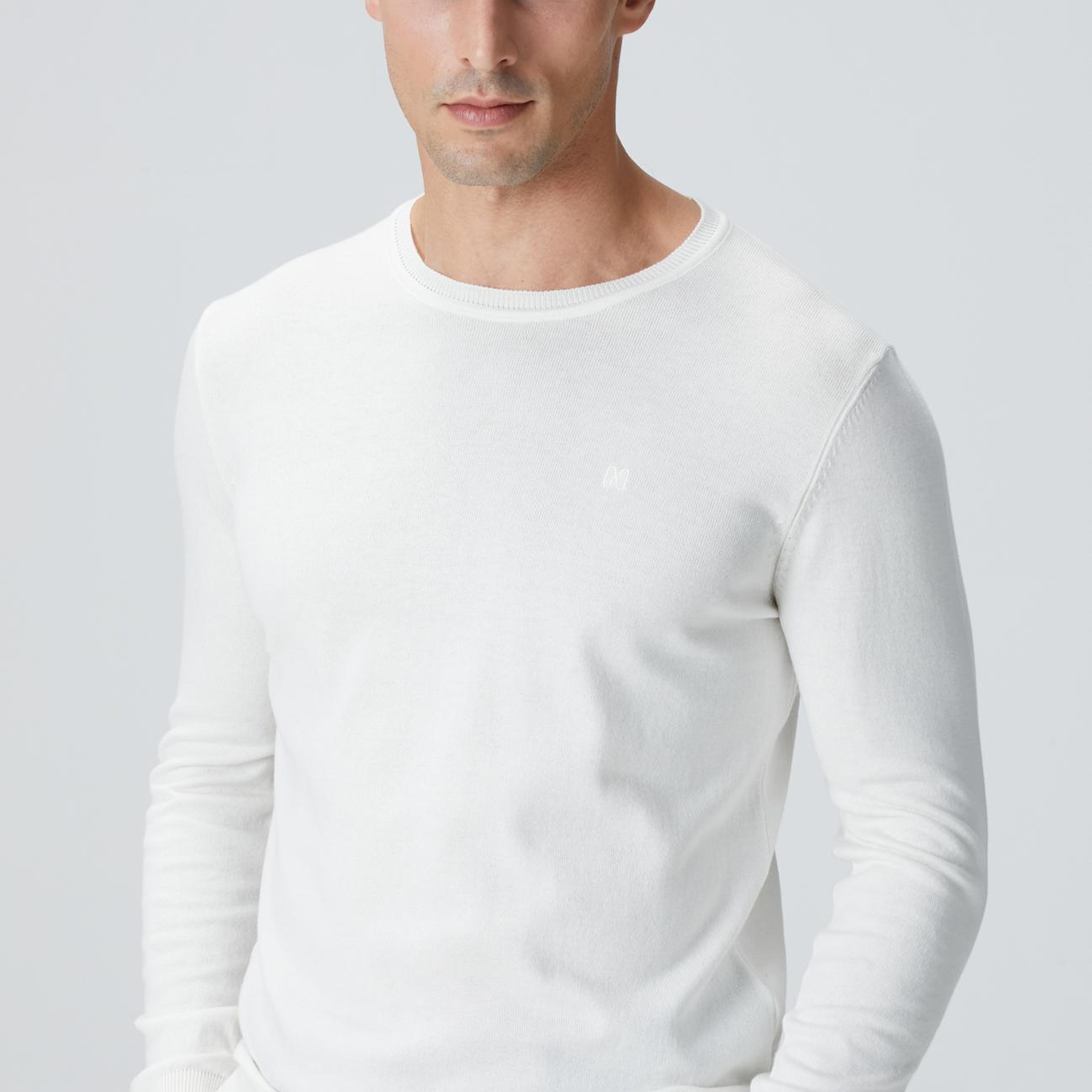 Network Erkek Kırık Beyaz Basic Kazak