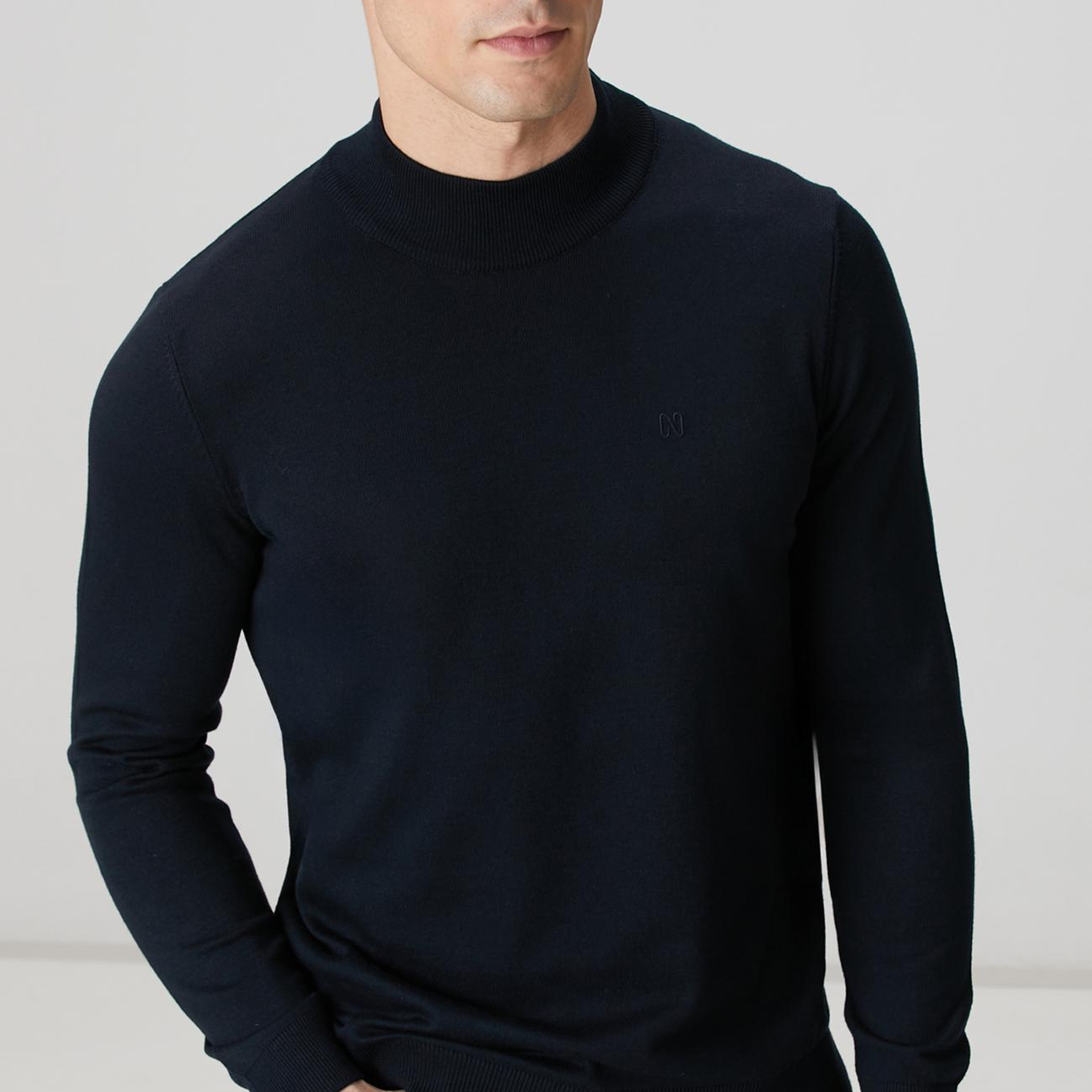 Network Erkek Lacivert Yarım Balıkçı Yaka Kazak