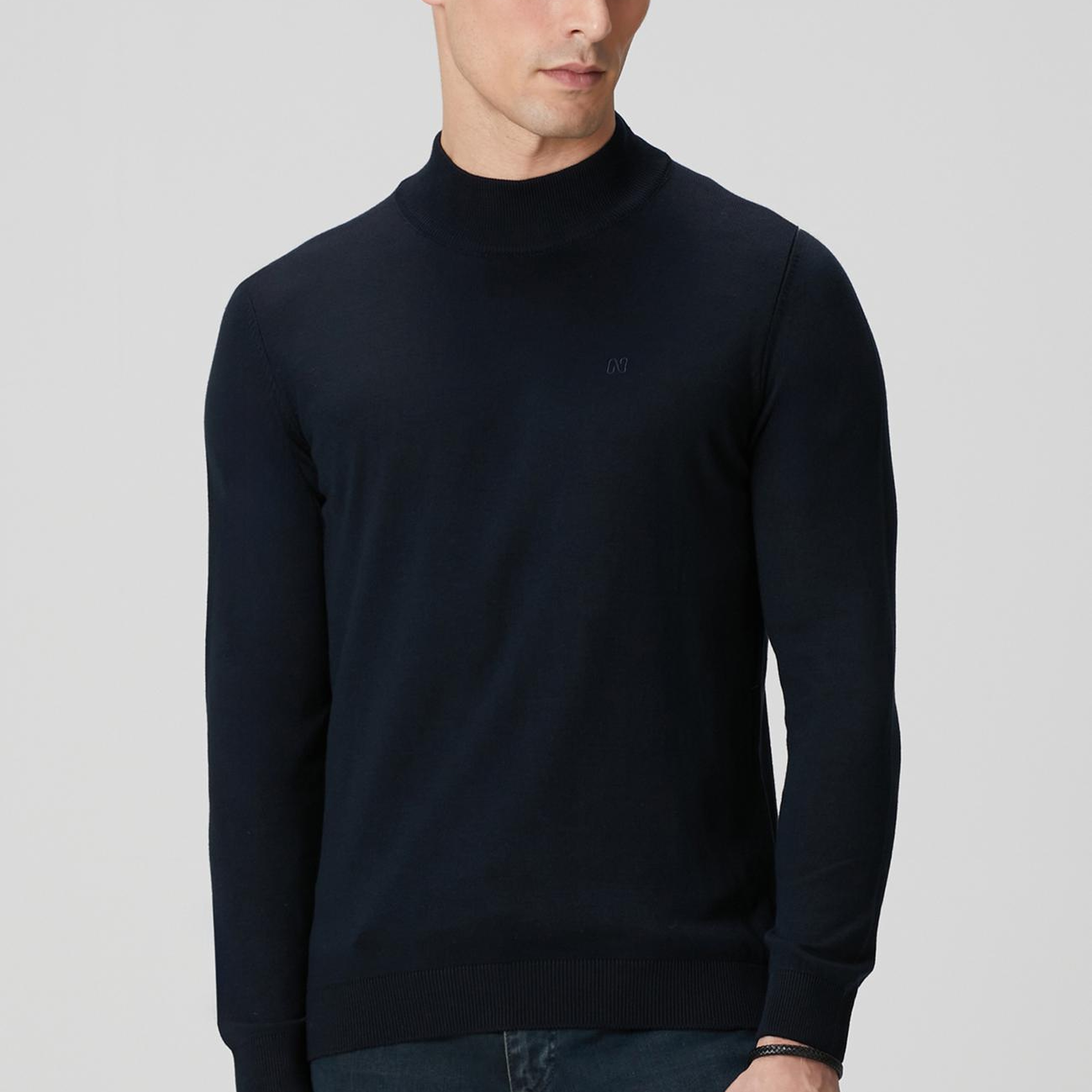 Network Erkek Lacivert Yarım Balıkçı Yaka Kazak