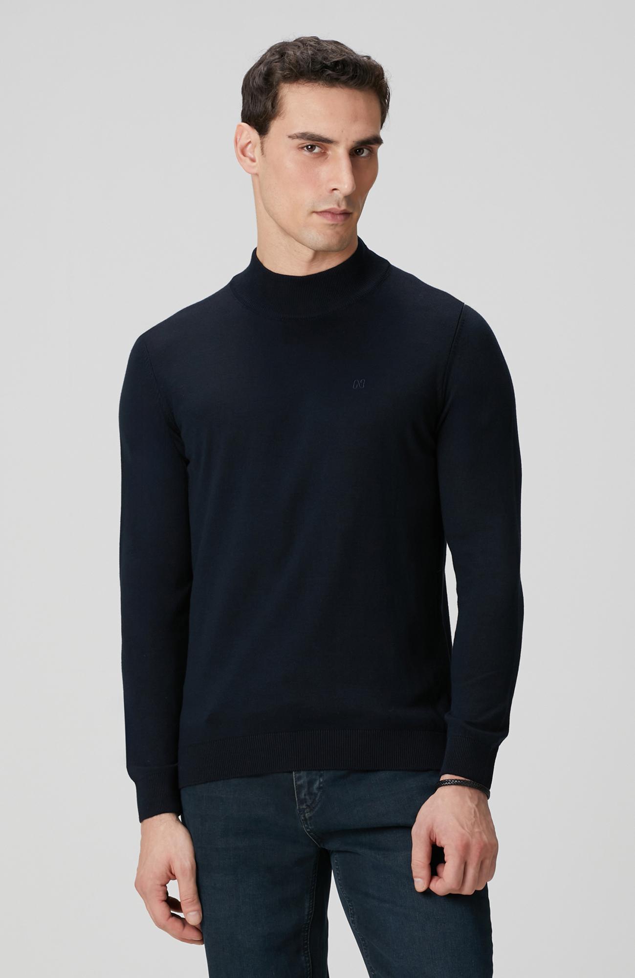 Network Erkek Lacivert Yarım Balıkçı Yaka Kazak