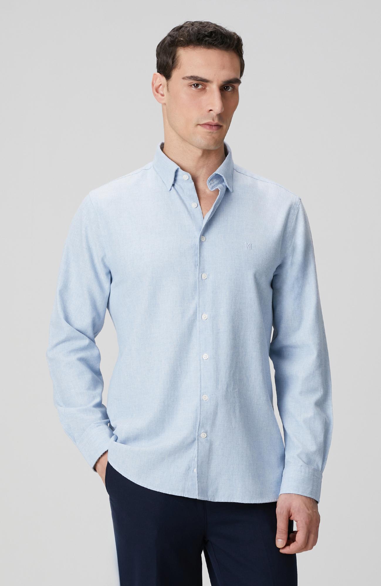 Network Erkek Açık Mavi Flanel Gömlek