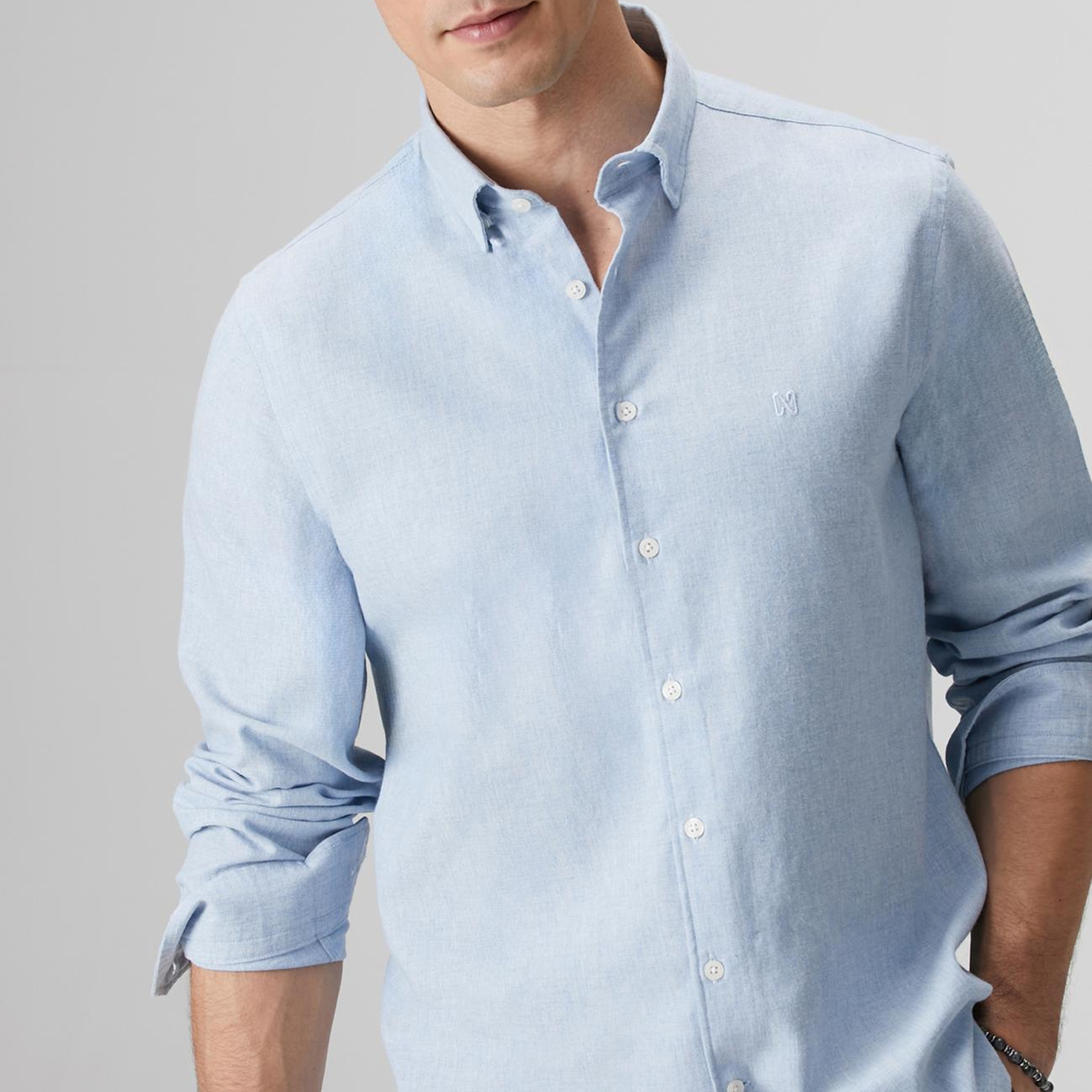 Network Erkek Açık Mavi Flanel Gömlek