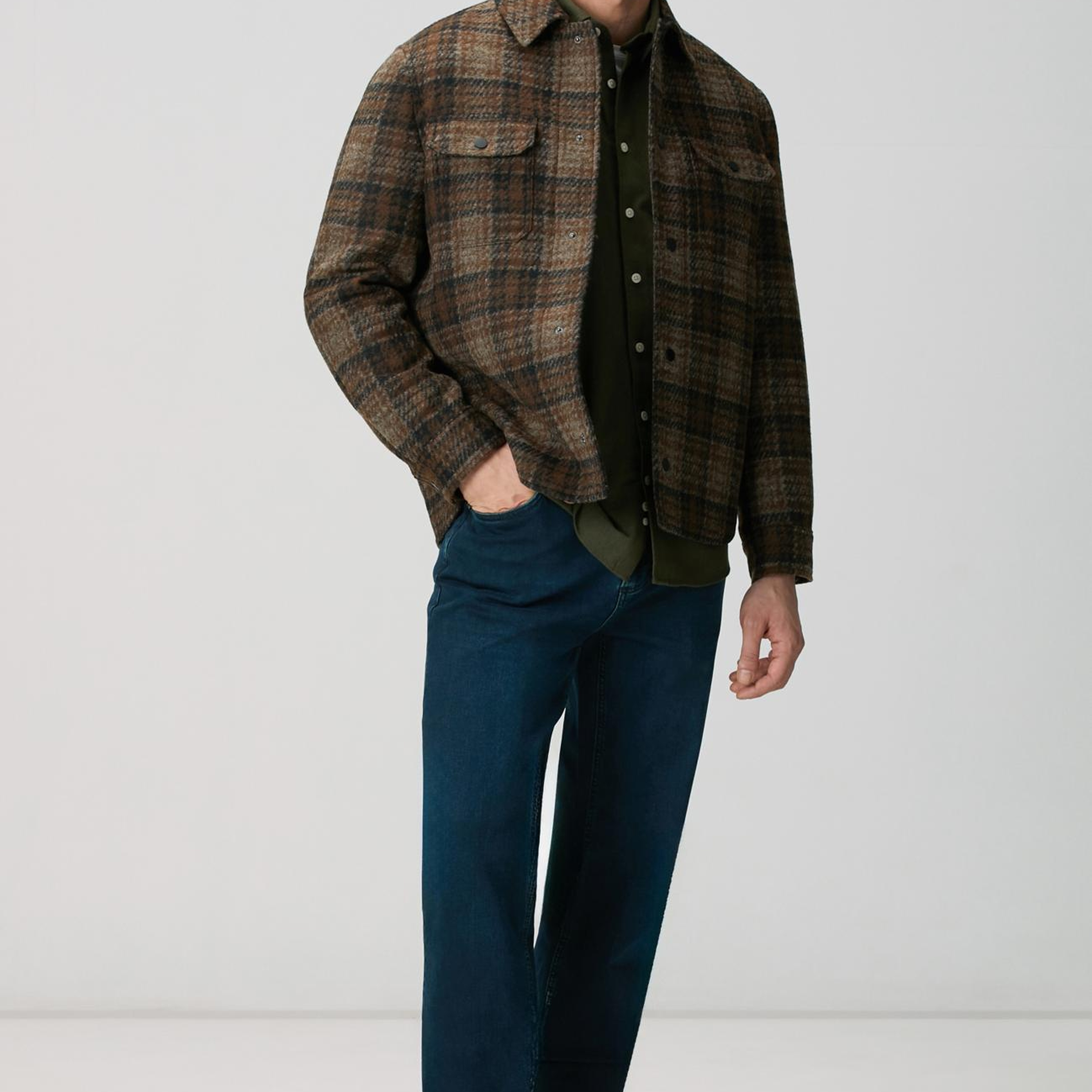 Network Erkek Haki Flanel Cotton Gömlek