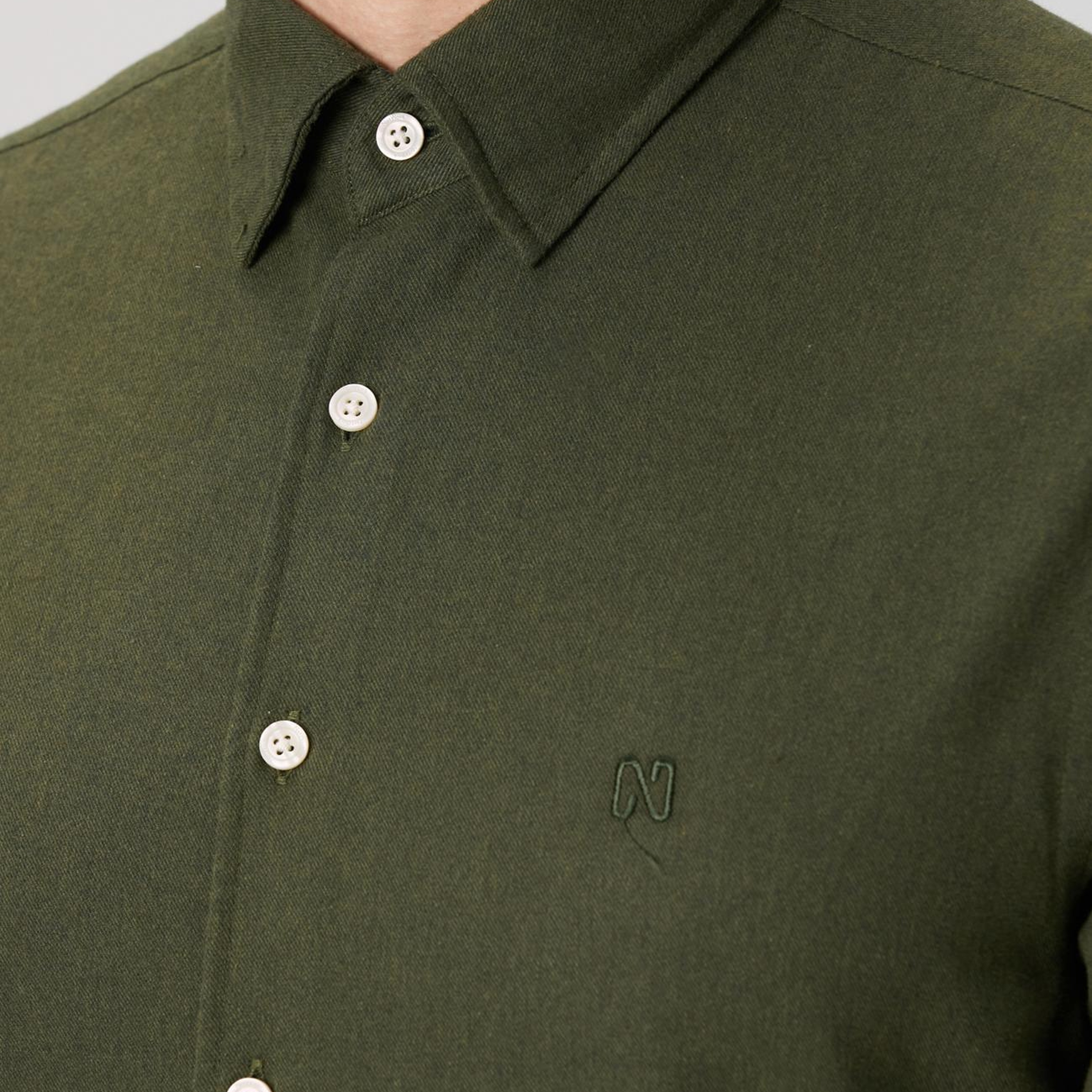 Network Erkek Haki Flanel Cotton Gömlek