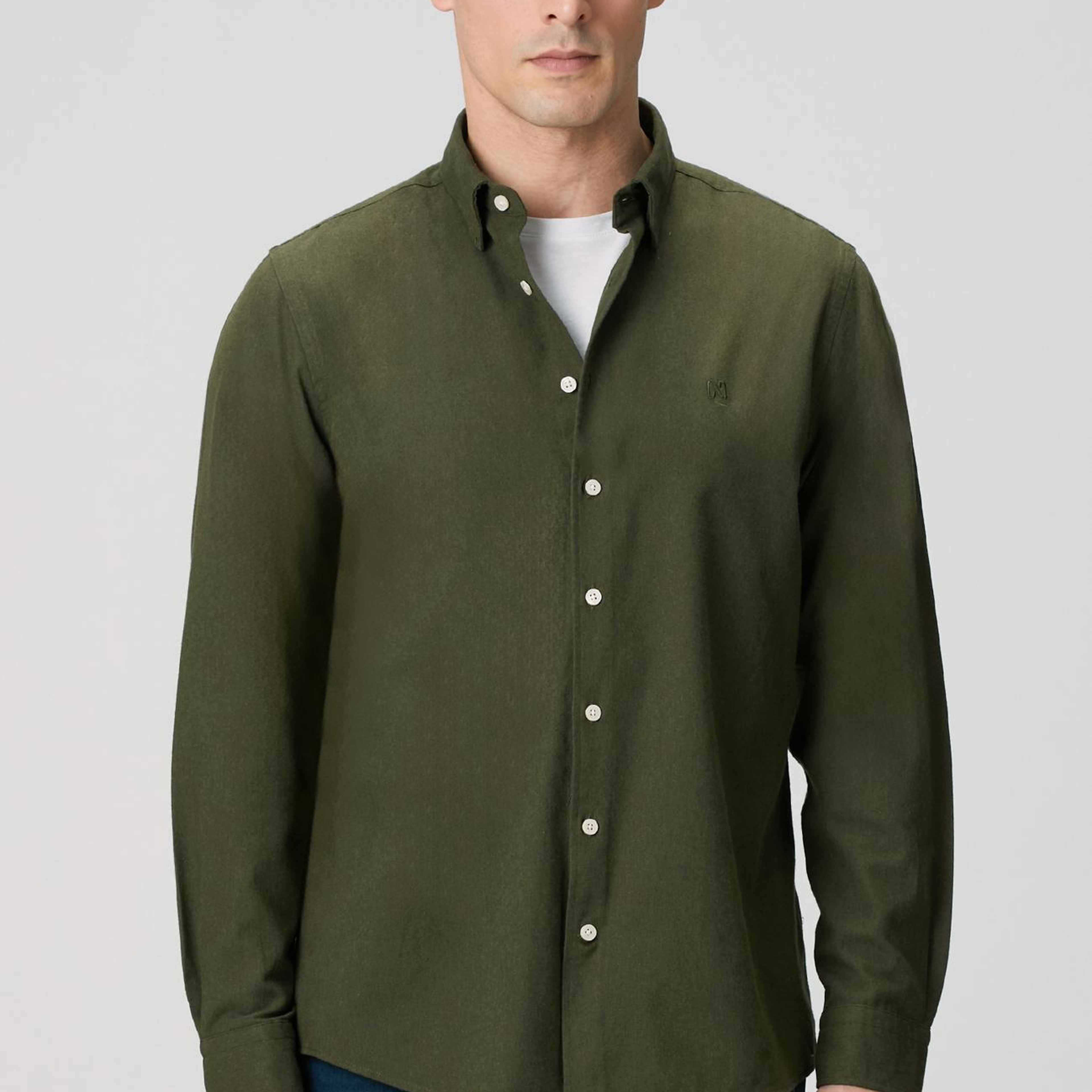Network Erkek Haki Flanel Cotton Gömlek