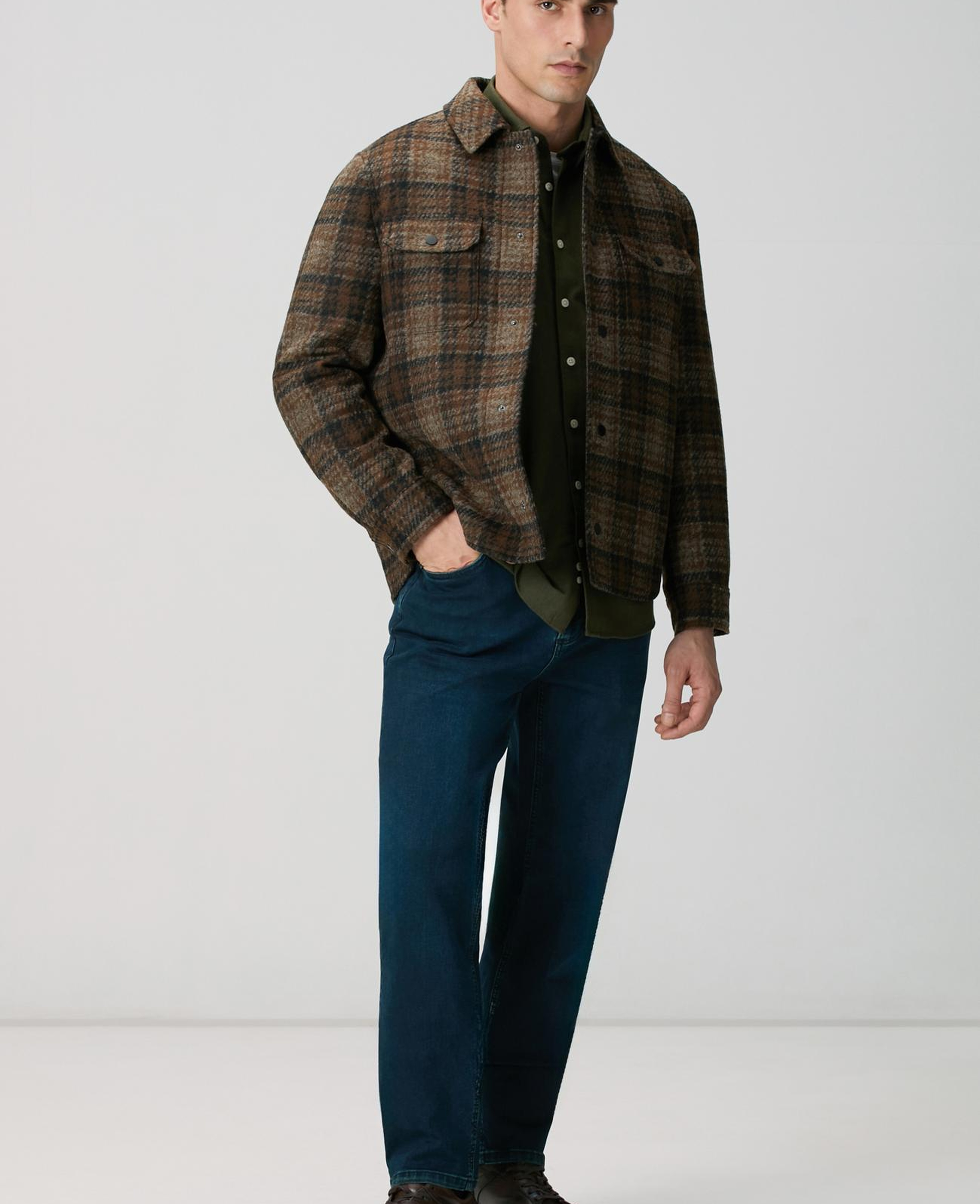 Network Erkek Haki Flanel Cotton Gömlek