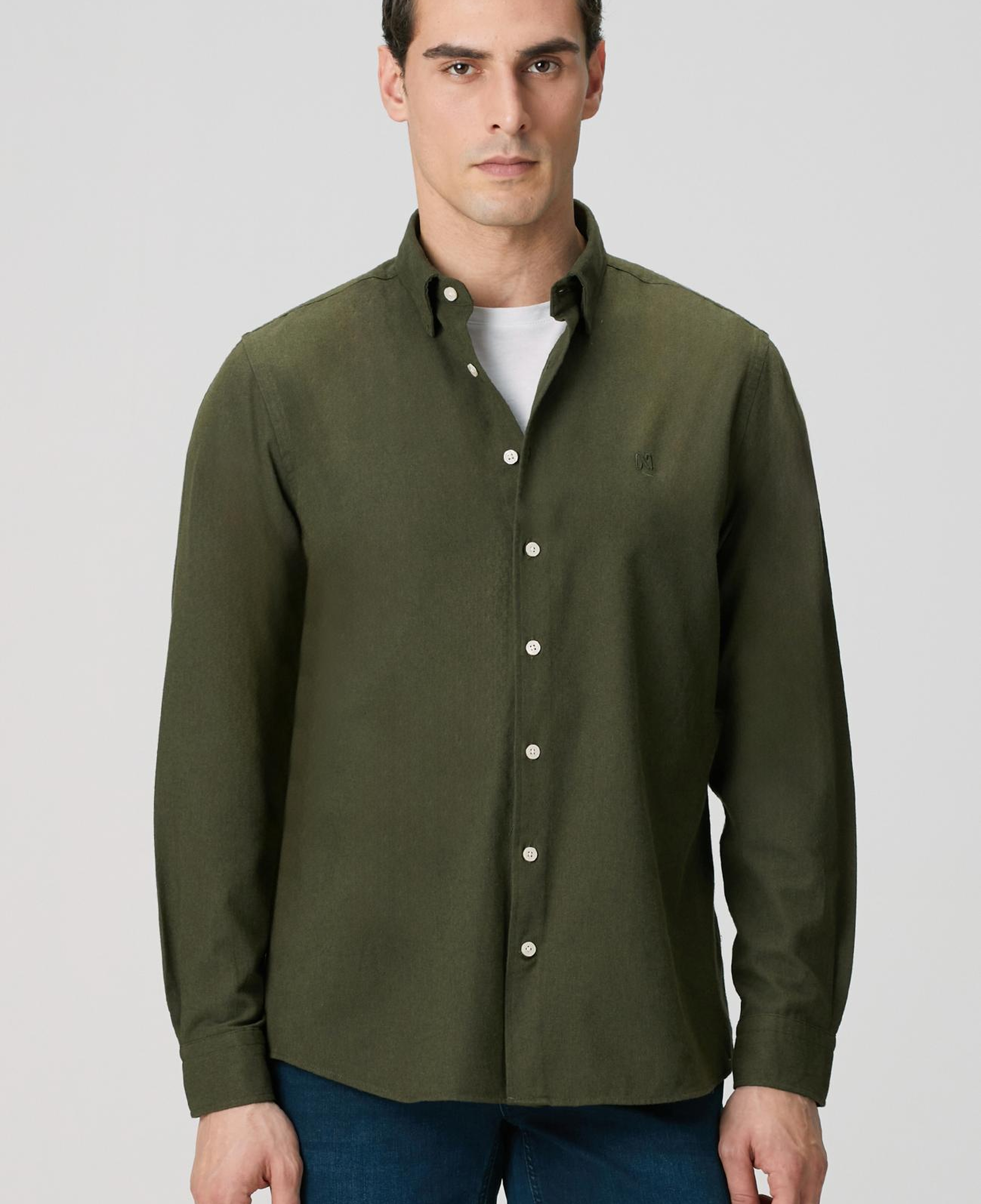 Network Erkek Haki Flanel Cotton Gömlek
