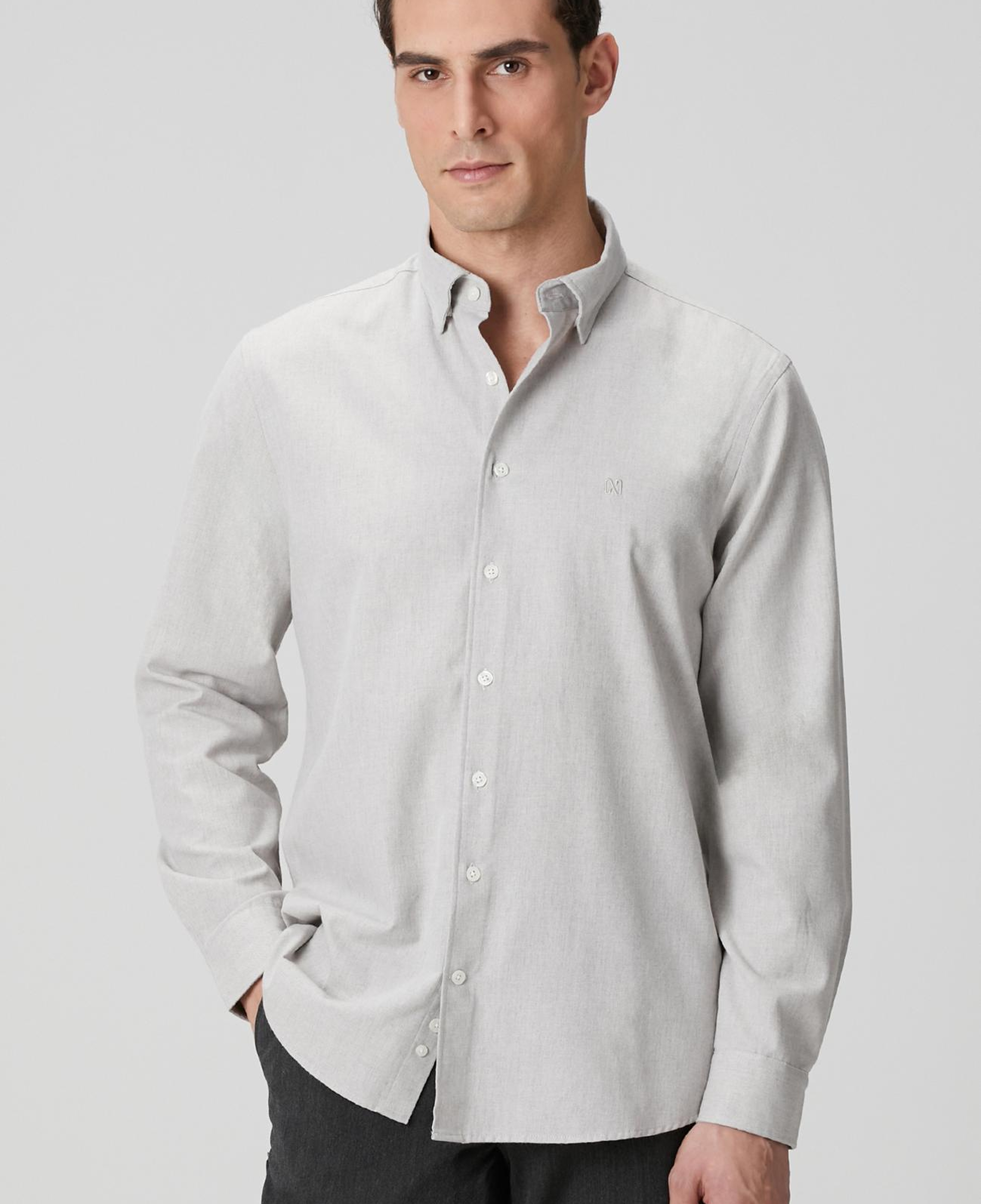 Network Erkek Taş Flanel Cotton Gömlek