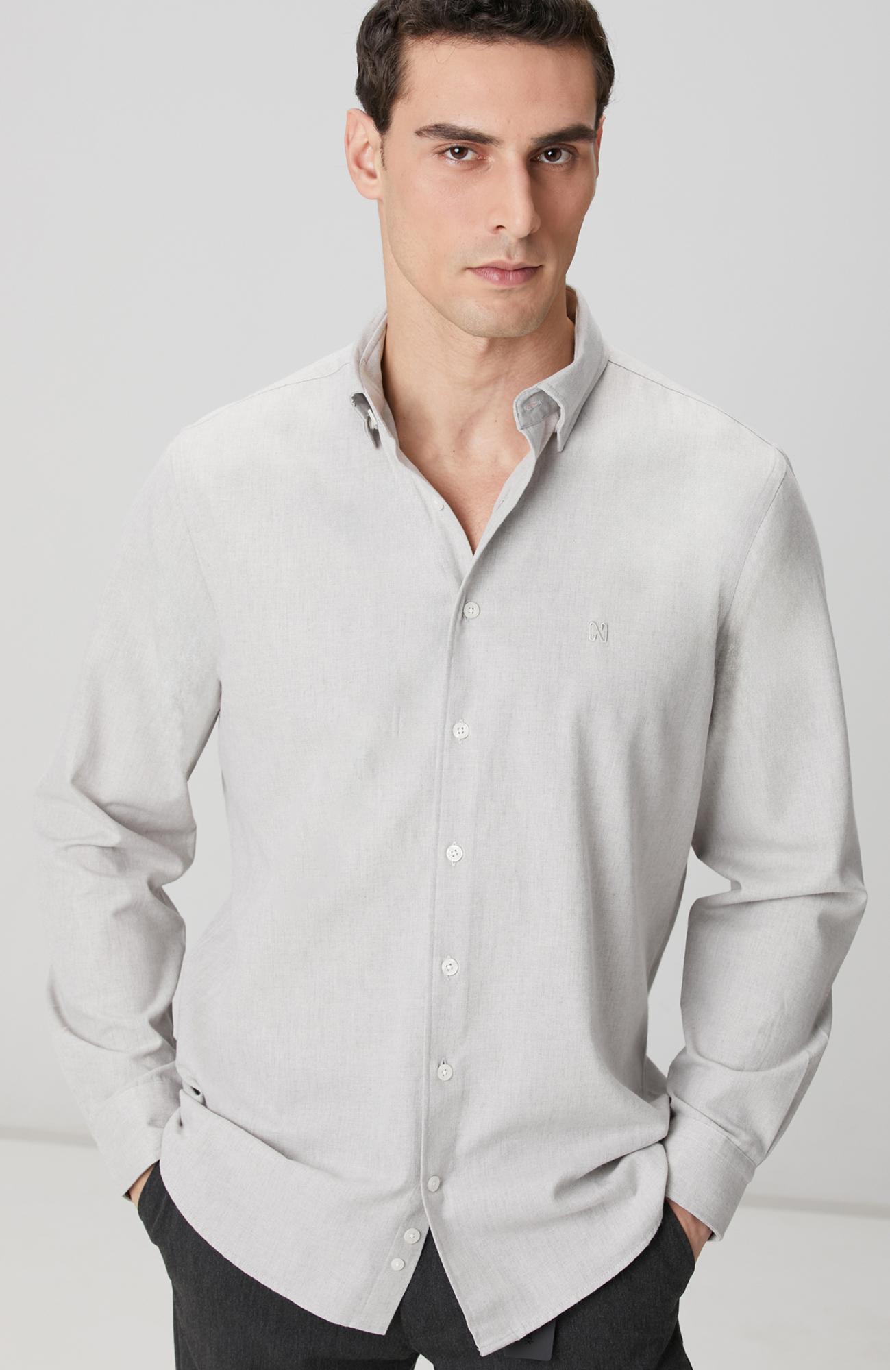 Network Erkek Taş Flanel Cotton Gömlek