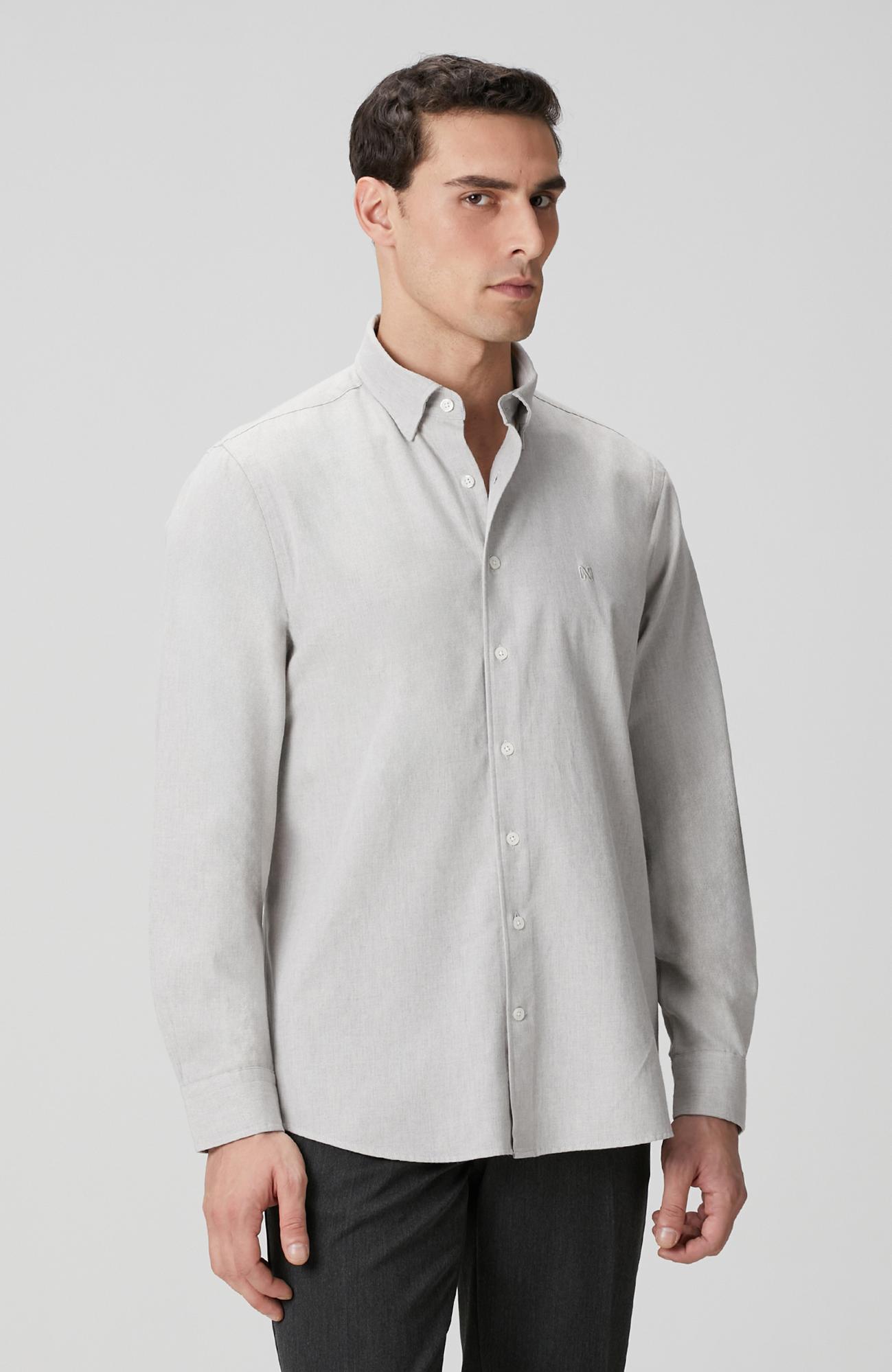 Network Erkek Taş Flanel Cotton Gömlek