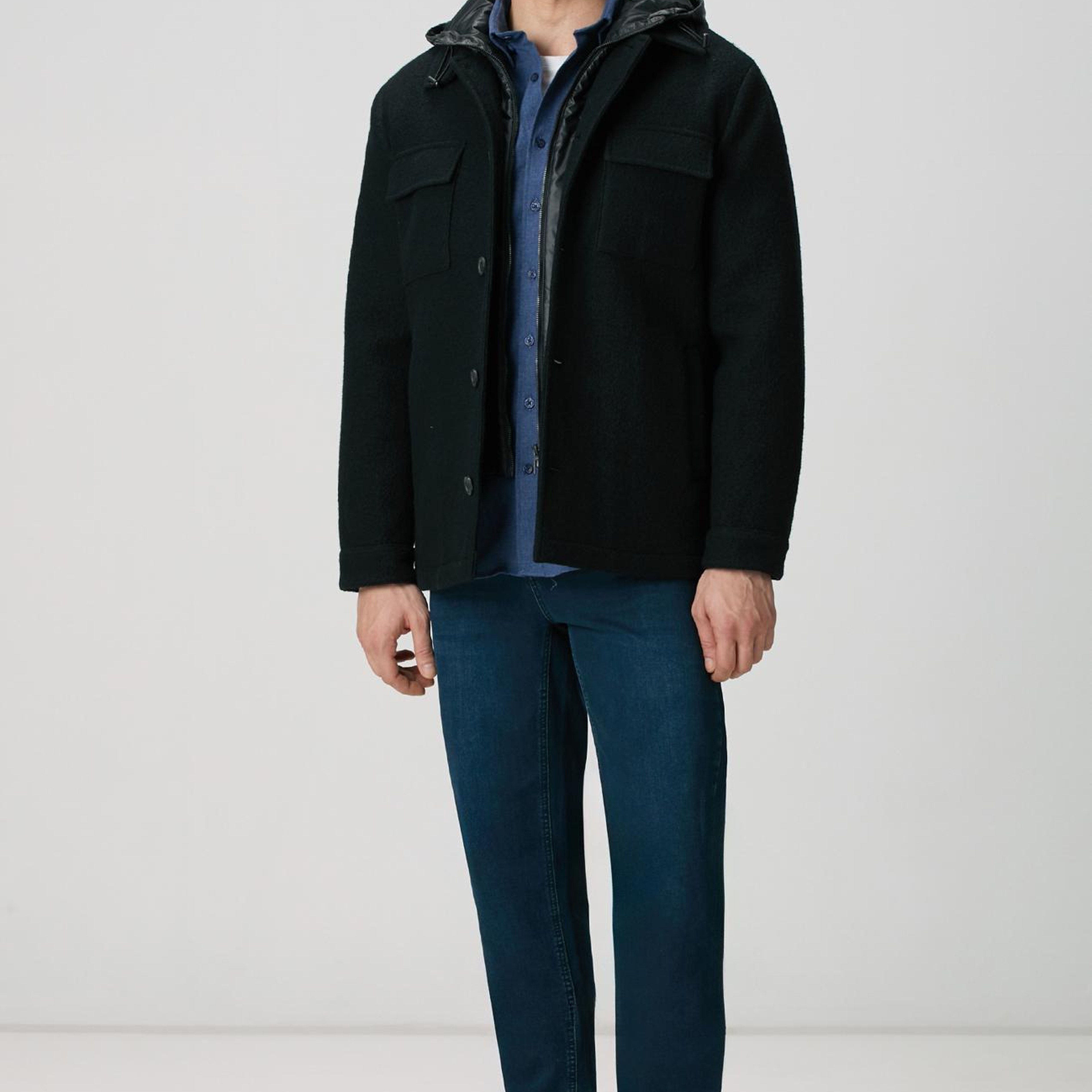 Network Erkek İndigo Flanel Cotton Gömlek